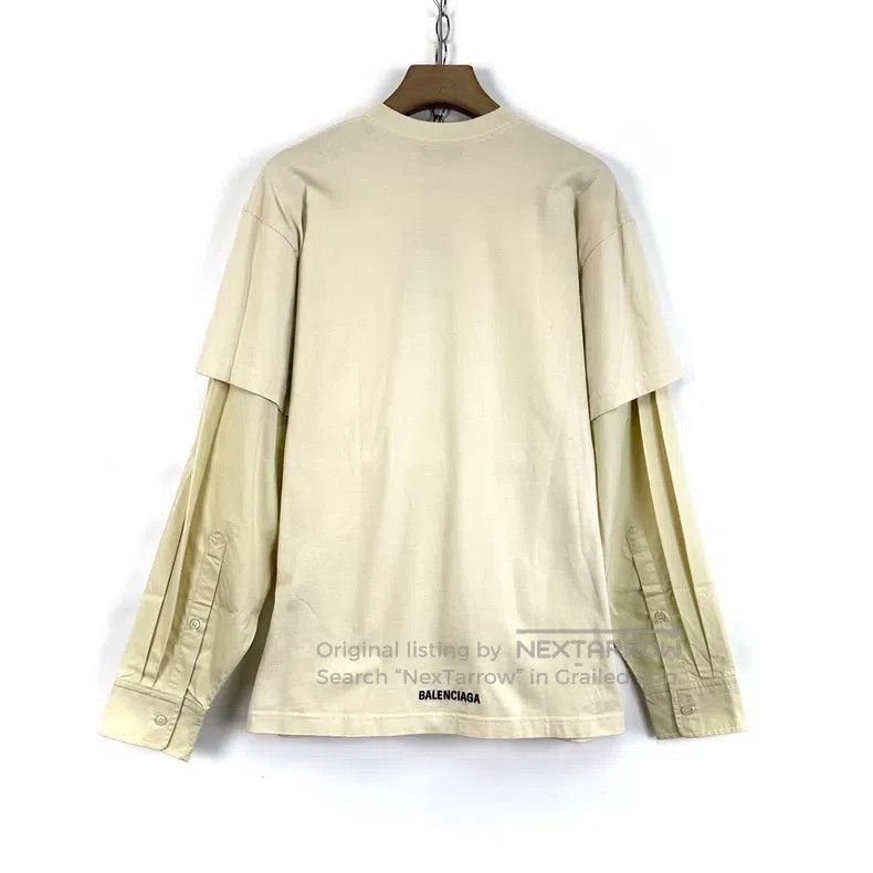 Balenciaga Balenciaga Ivory color faux two-piece hem embroidery logo Size US S / EU 44-46 / 1 - 2 Thumbnail