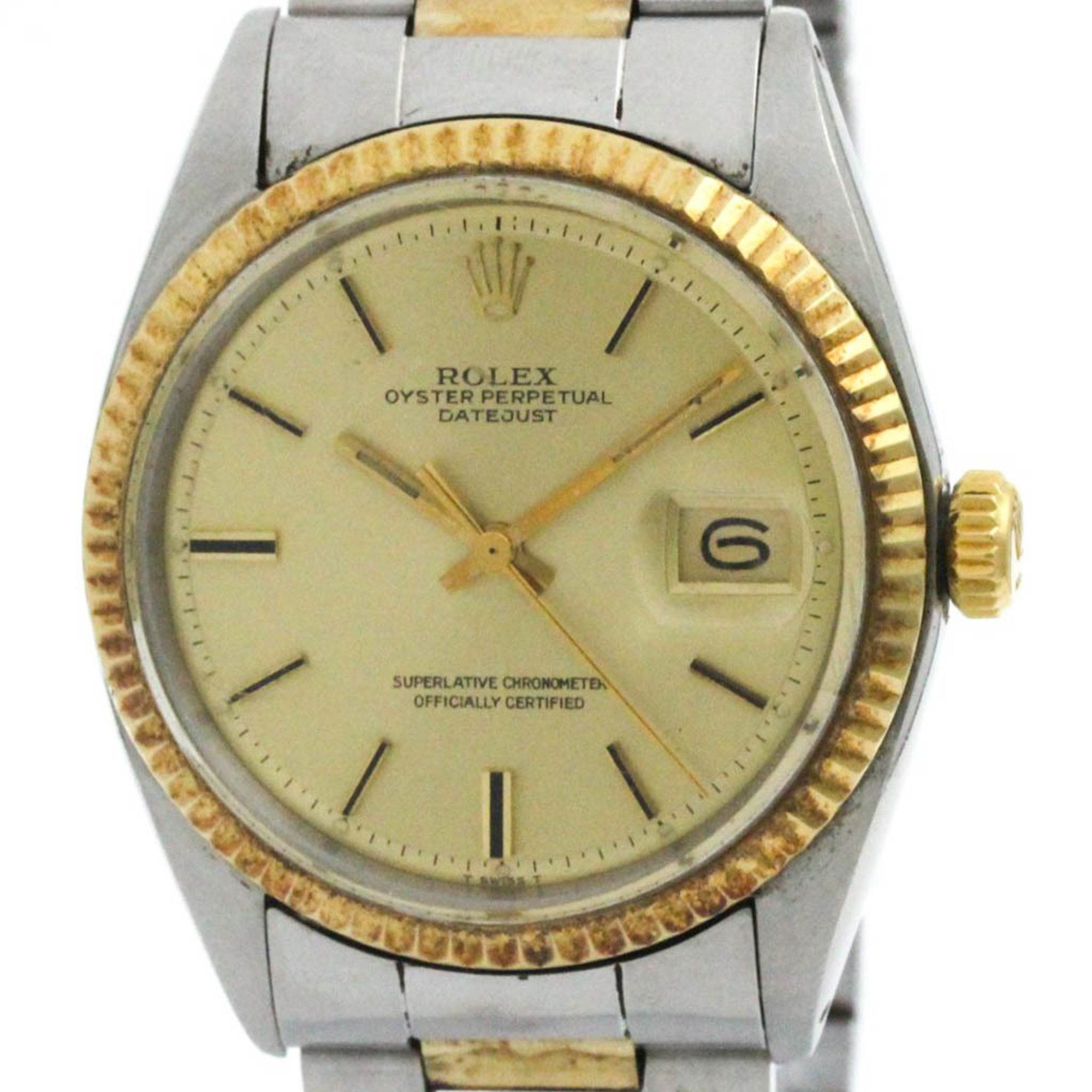 Rolex Polished ROLEX Datejust 16013 18K Gold Steel Automatic Mens Watch Size ONE SIZE - 1 Thumbnail