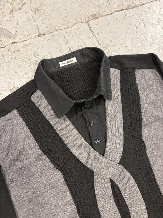 Dirk Bikkembergs 2000s Dirk Bikkembergs Black Merino Wool Contrast Hybrid Shirt & Sweater Size US M / EU 48-50 / 2 - 5 Thumbnail