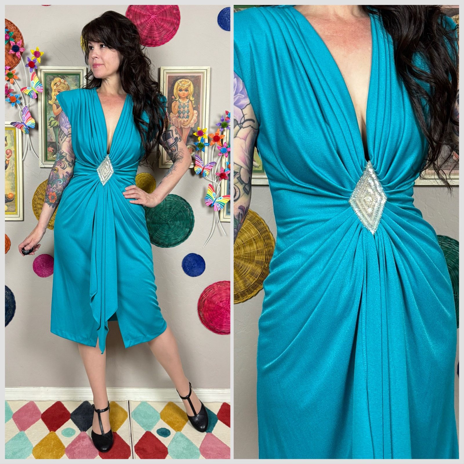princess polly baby blue dress 🤎🪩DREAM DRESS - 1970's DISCO DIVINE!🪩 🤎Made in England - immaculate  condition 🪩vintage UK 14 modern AU 10 🤎 $125 🪩 comment sold to purchase main image 1