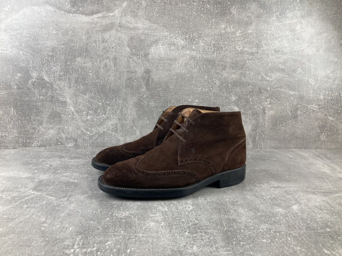 Vintage Tods brown suede brogue derby western boots