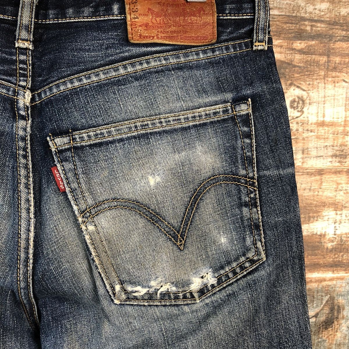 Levi's Levis 502 Blue ripped distressed Denim Pants #A2605 Size US 33 - 16 Thumbnail