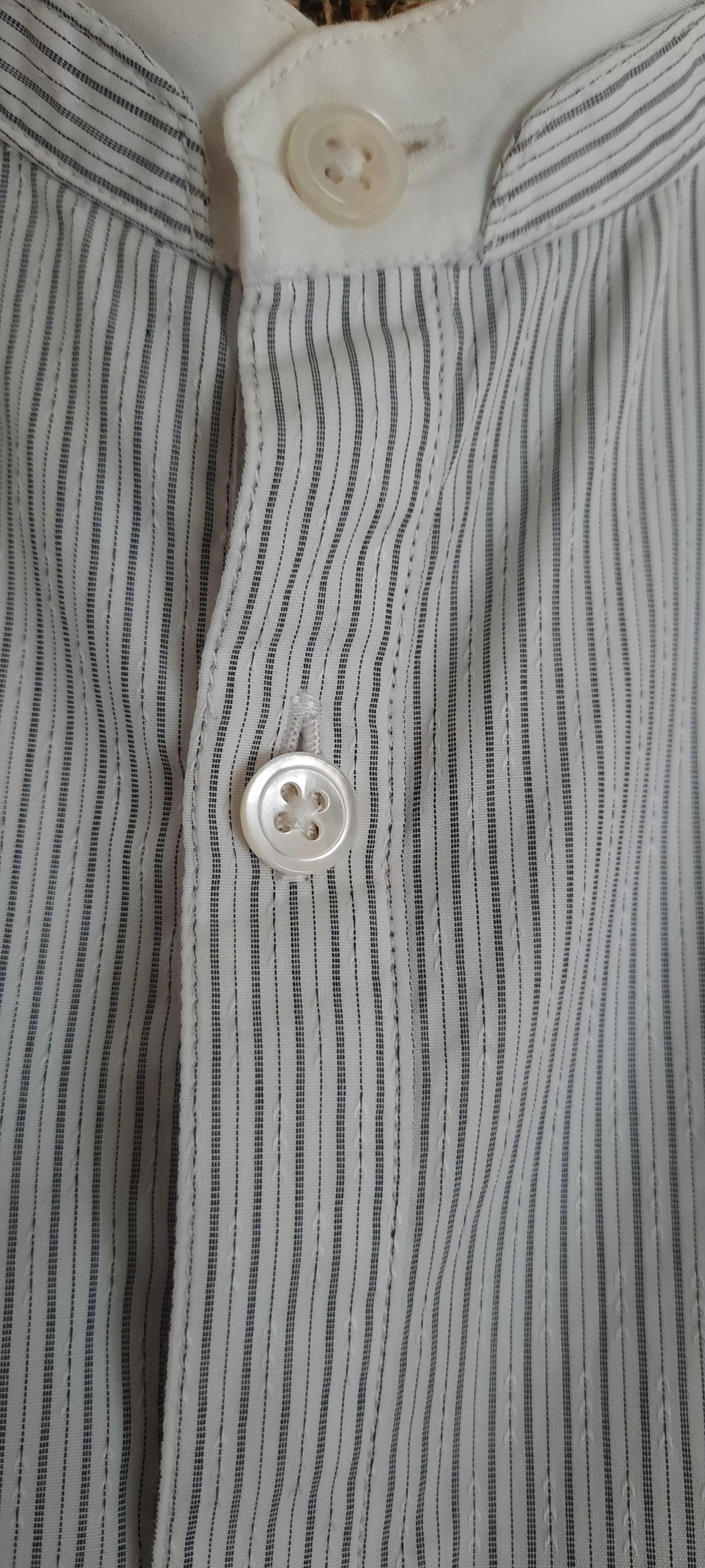 John Varvatos JOHN VARVATOS Men's Long-Sleeved Shirt, White Gray Striped M Size US M / EU 48-50 / 2 - 11 Thumbnail