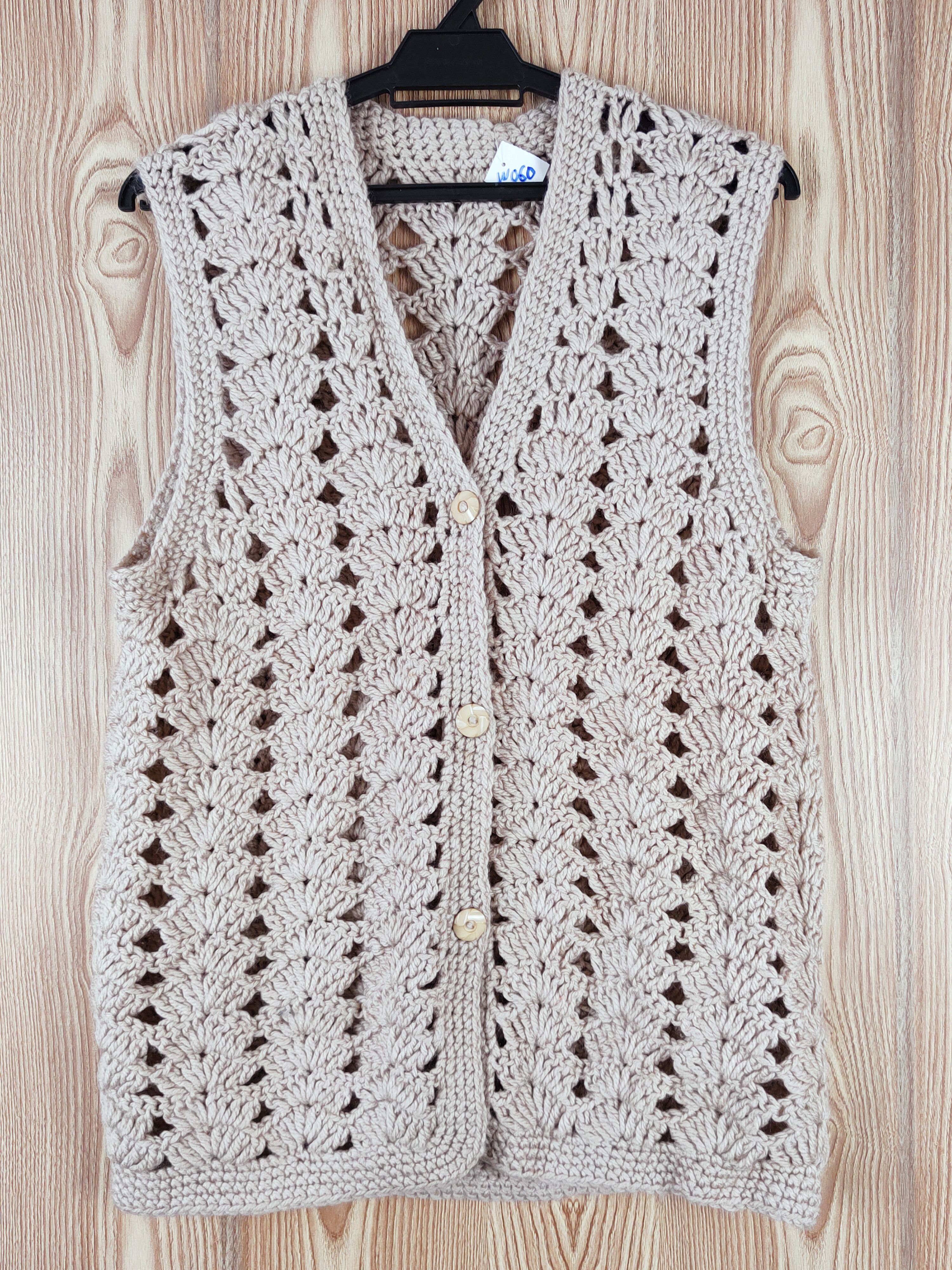 Japanese Brand Japan crochet mesh net Beige Knitwear Vests #W060 Size M / US 6-8 / IT 42-44 - 1 Thumbnail