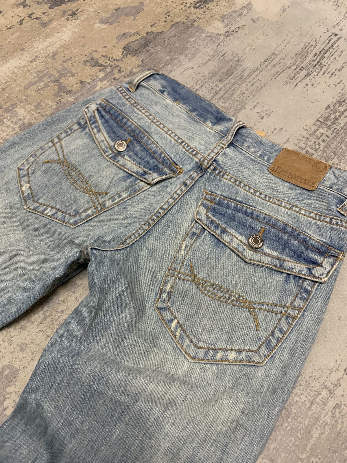 Japanese Brand Aeropostale flare jeans RUSTY distressed grunge stone wash Size US 32 / EU 48 - 11 Thumbnail