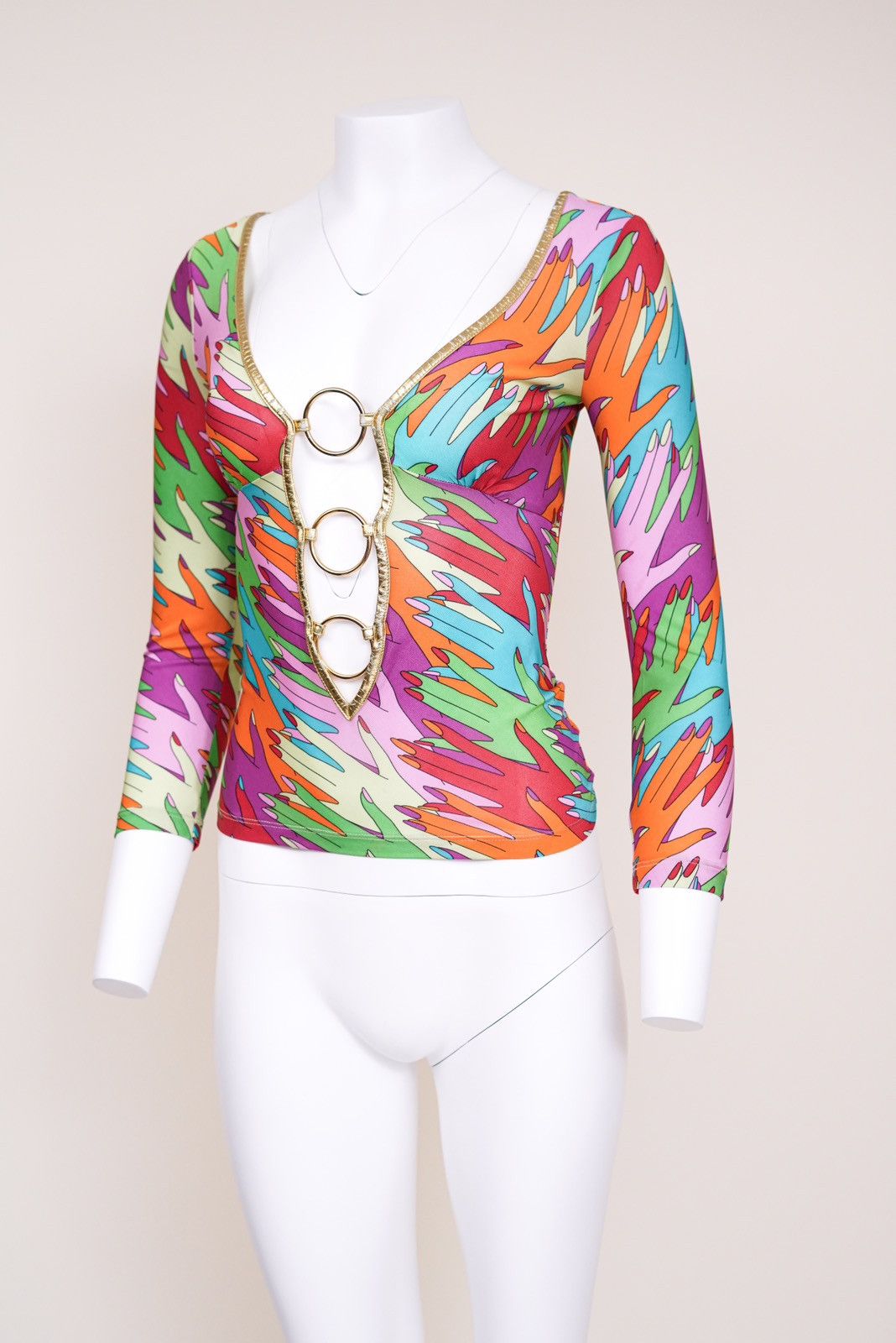 Dolce & Gabbana D&G Multicolored Handprint "O" Ring Top Size M / US 6-8 / IT 42-44 - 4 Thumbnail