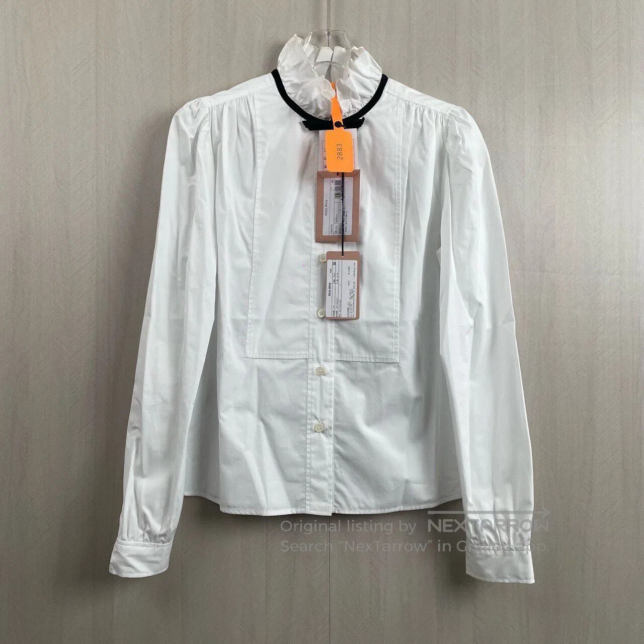 Miu Miu Miu Miu Bow Peter Pan Collar Shirt| Size XS / US 0-2 / IT 36-38 - 1 Thumbnail