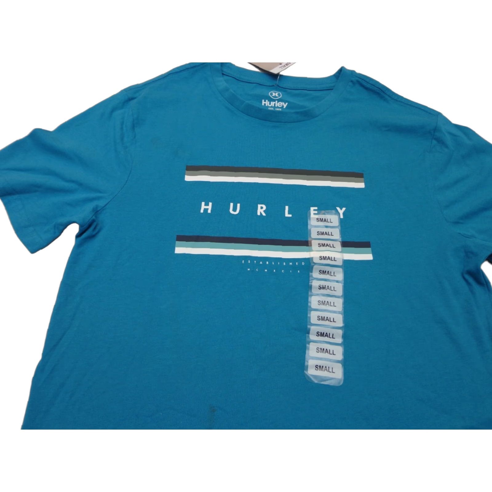 Hurley Hurley T shirt Shirt Men Small New with Defects Blue Crew Neck Short Sleeve Graphic Teal Cotton 806409817986 Size US S / EU 44-46 / 1 - 1 Thumbnail