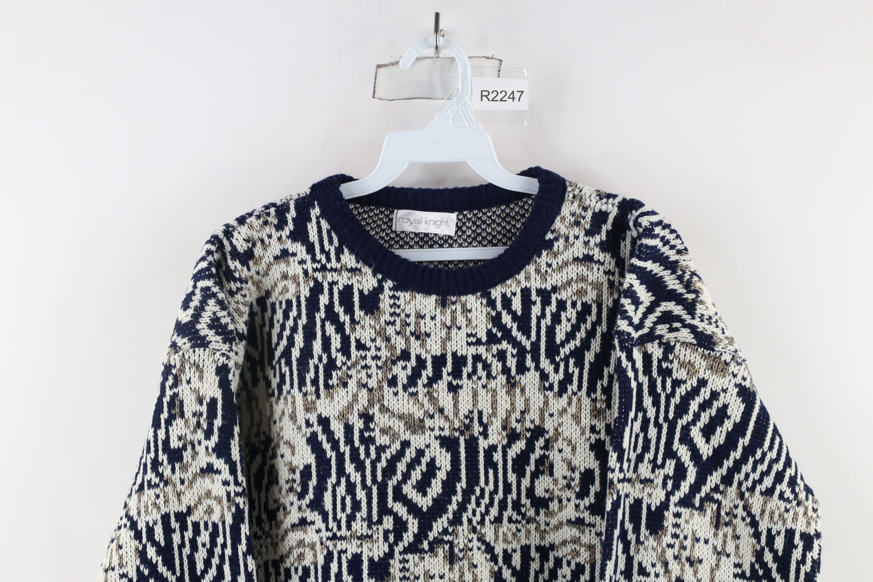 Vintage Vintage 90s Coogi Style Abstract Knit Grandpa Sweater Size US L / EU 52-54 / 3 - 2 Thumbnail