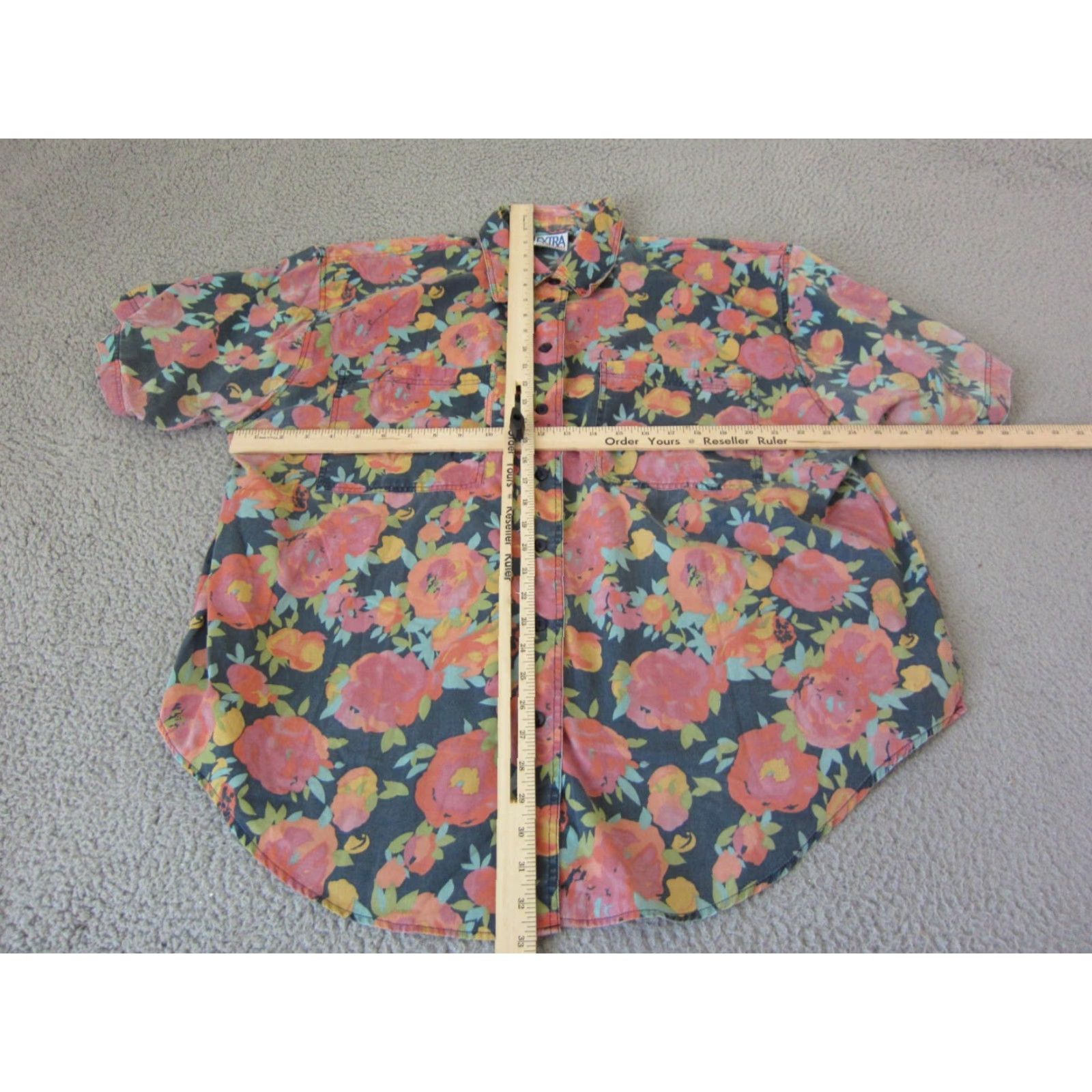 Pinko VINTAGE Extra Elements Hawaiian Shirt Womens 20W Pink Blue Black Floral Short Sleeve Button Up Ladies Shirt Size 3XL / US 20-22 - 6 Thumbnail