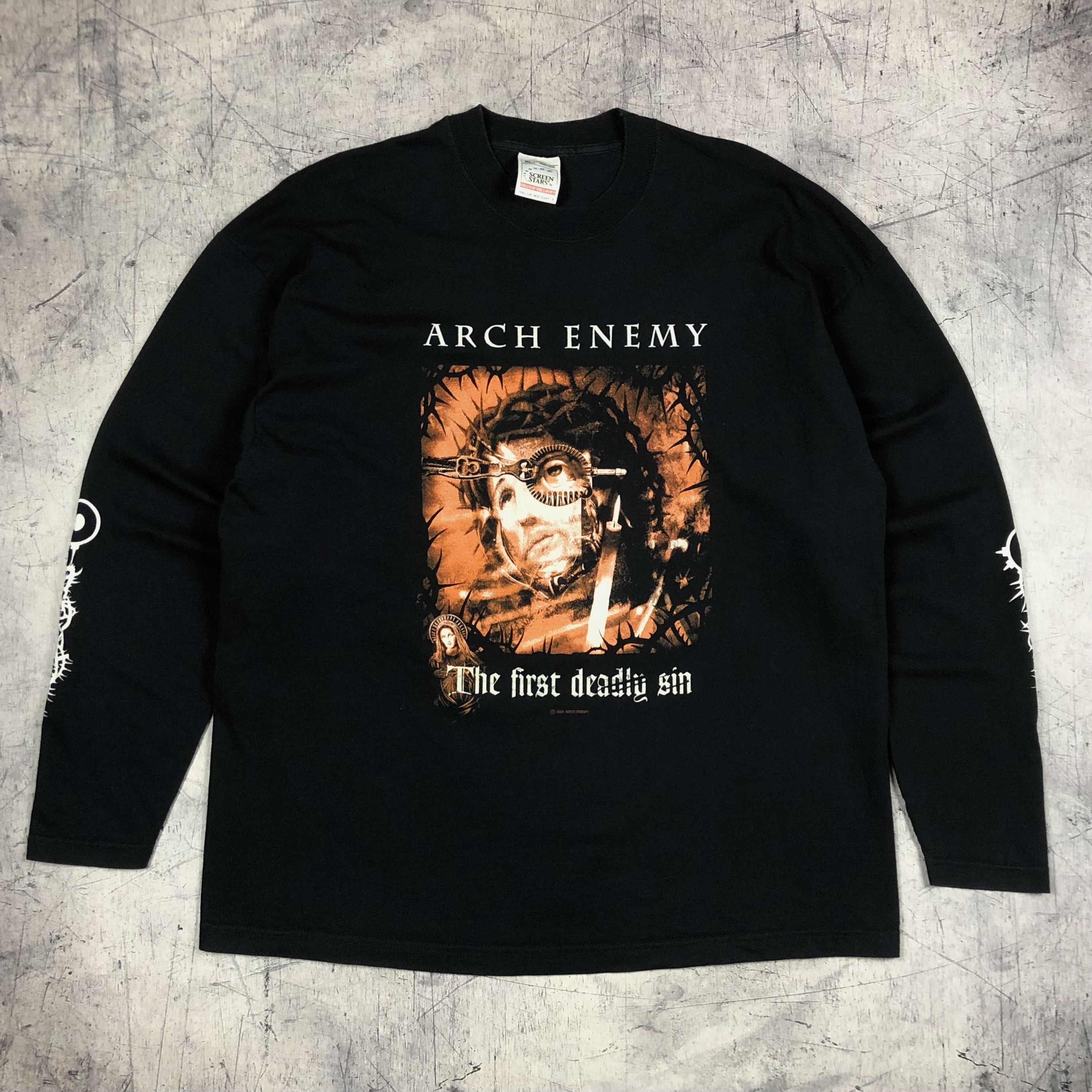 Band Tees 2001 Arch Enemy First Deadly Sin Vintage Longsleeve jesus Size US XL / EU 56 / 4 - 2 Thumbnail