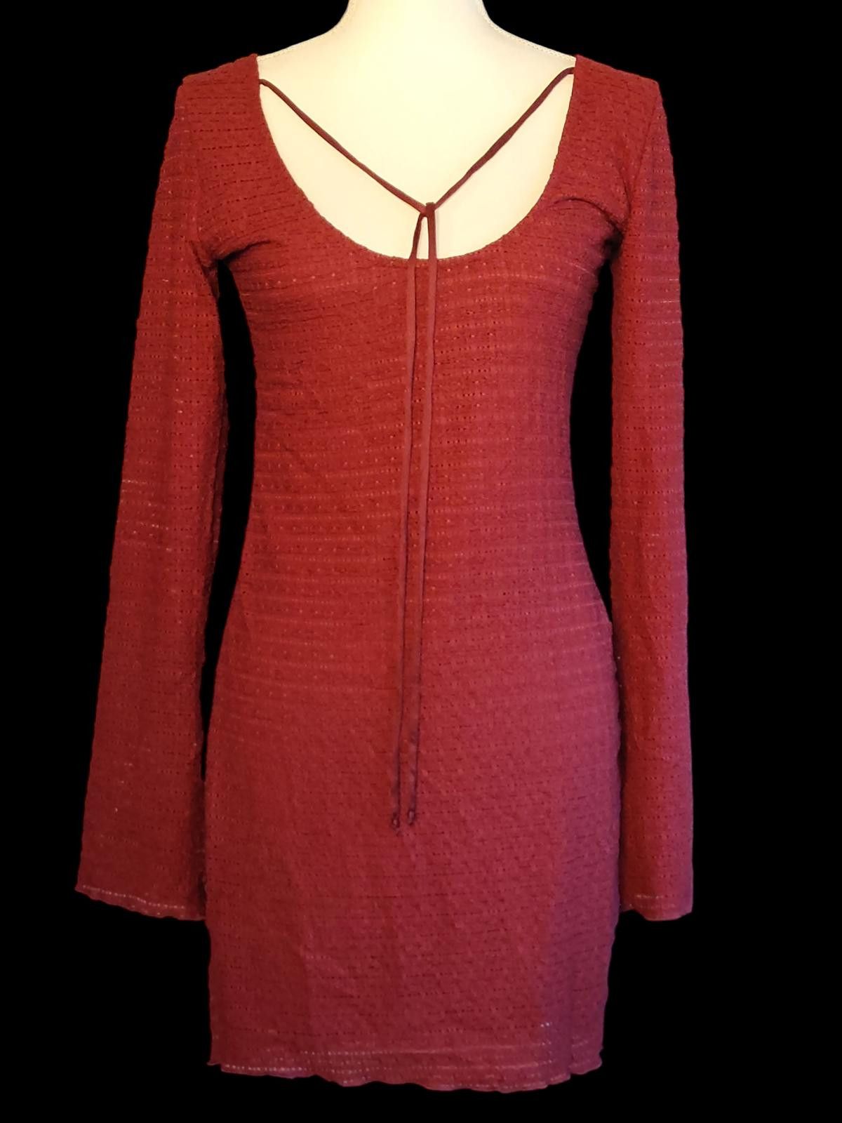 Other Wild Fable Women's Long Sleeve Burgundy Knit Dress Size S / US 4 / IT 40 - 3 Thumbnail