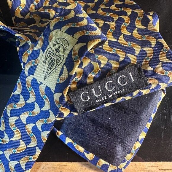 Gucci Gucci Silk Tie Psychedelic Blue Mid Century Modernist Retro Size ONE SIZE - 5 Thumbnail