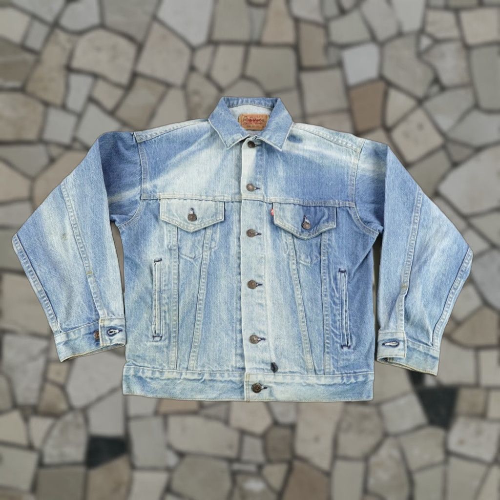 Levi's VINTAGE Levi's Jacket Mens XS Blue Denim Trucker Coat 80s Outdoor Regular Fit Size US 27 - 1 Thumbnail
