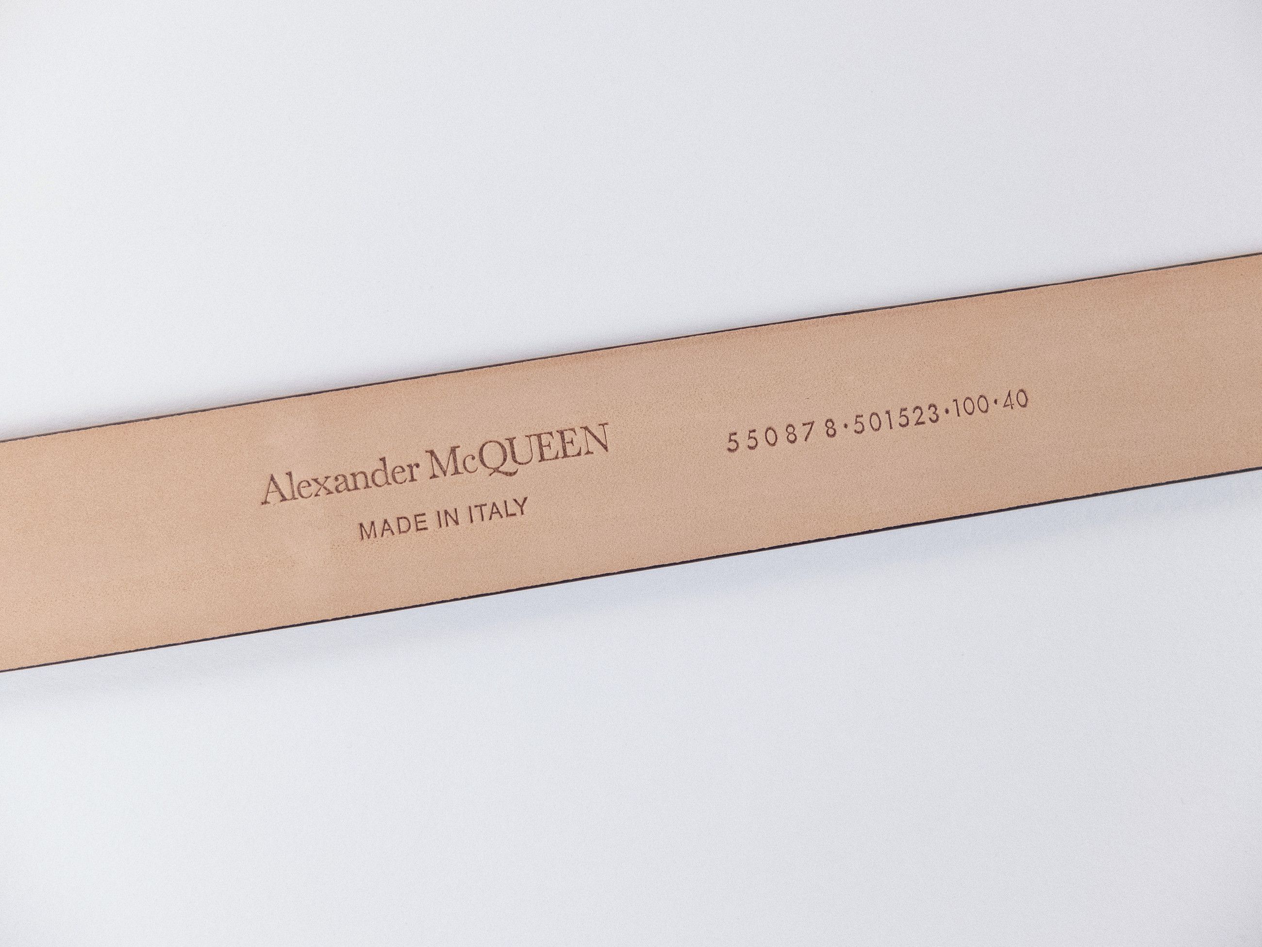 Alexander McQueen ALEXANDER MCQUEEN black graffiti logo leather belt 100 q Size 38 - 6 Thumbnail