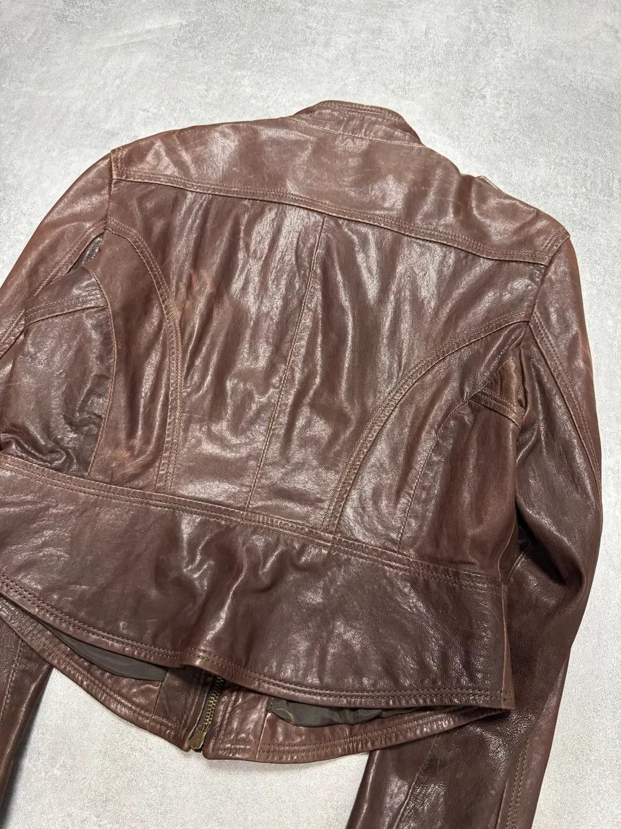 Just Cavalli FW2011 Cavalli Cropped Brown Leather Jacket Size XS / US 0-2 / IT 36-38 - 6 Thumbnail