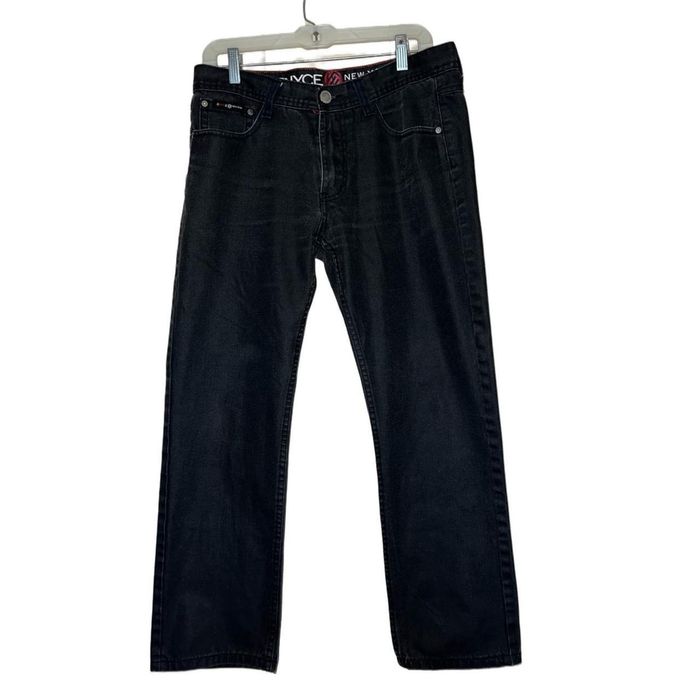 Vtg Culture Jeans 34x32 Baggy Fit Y2K Skater Wide Leg Embroidered Pocket  Black