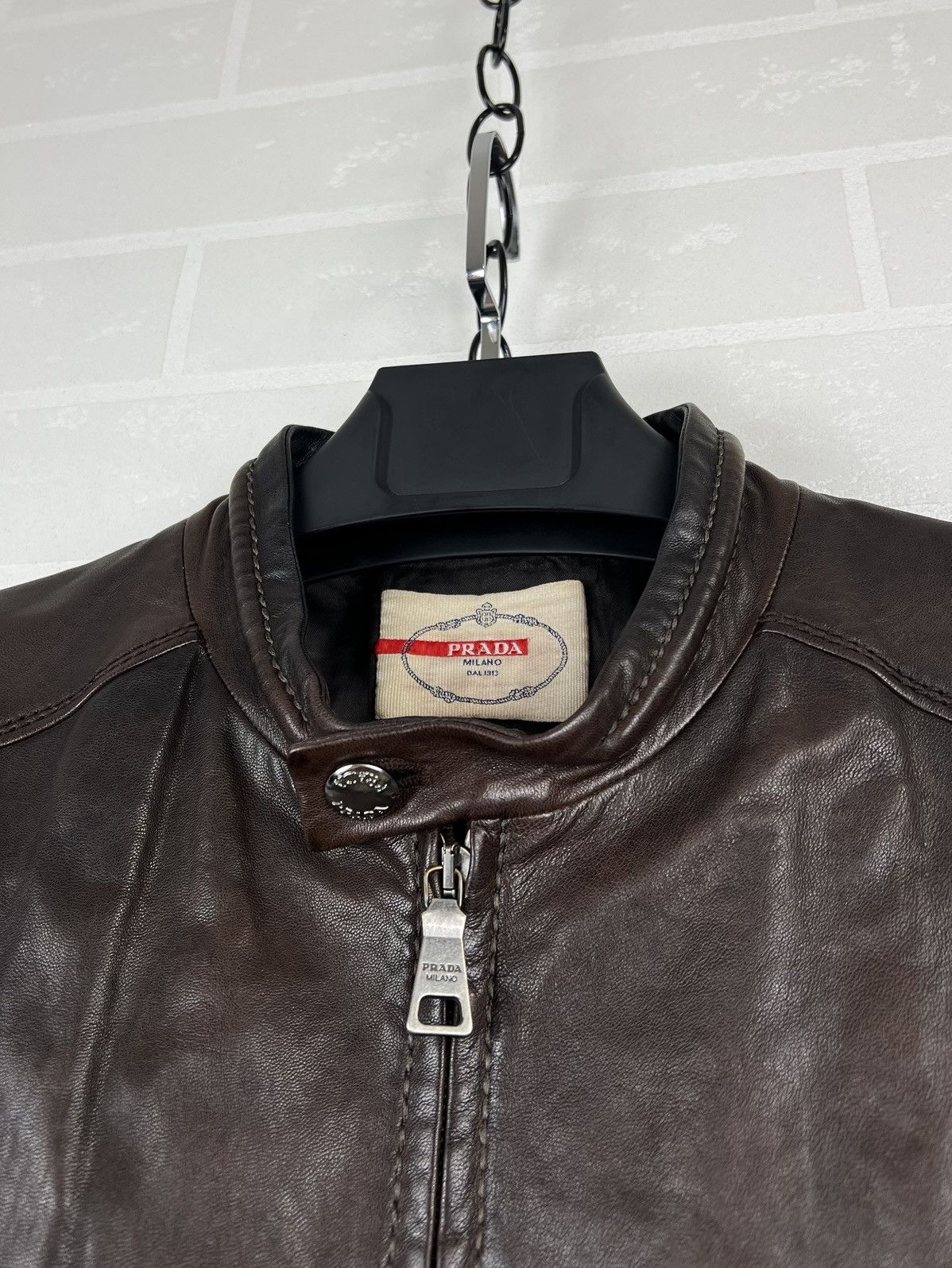 Prada PRADA MILANO Jacket Leather Bomber Lambskin Brown Men's Size US M / EU 48-50 / 2 - 6 Thumbnail