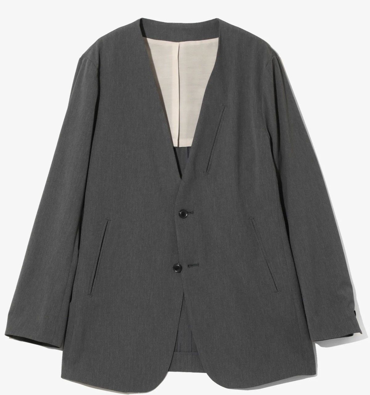 Needles Needles Nepenthes No Collar 2B Jacket Gray Cardigan Blazer Size US M / EU 48-50 / 2 - 6 Thumbnail