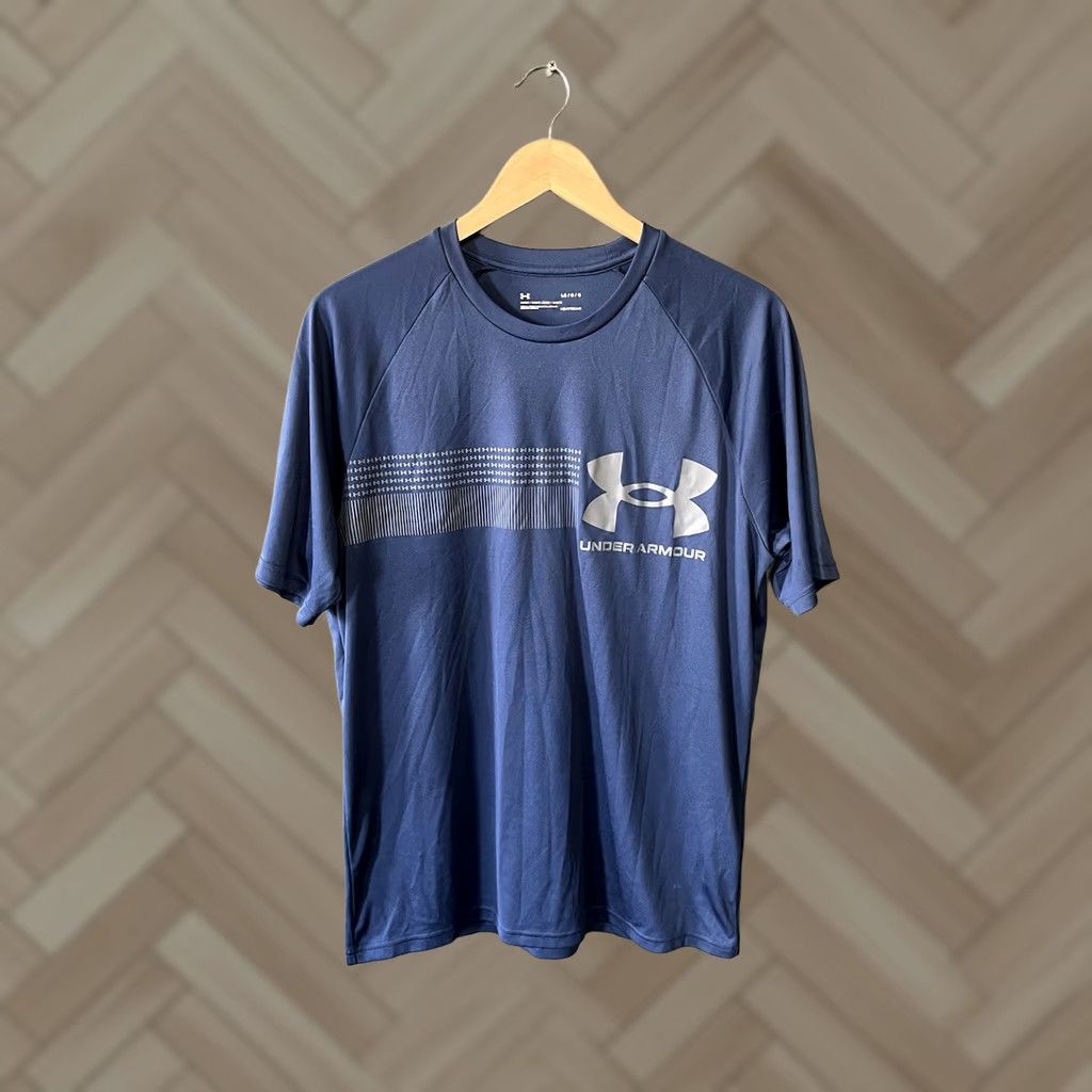 Under Armour Under Armour Mens Blue Short Sleeve T-Shirt Heatgear Size L Athletic Crew Neck Shirt Size US L / EU 52-54 / 3 - 1 Thumbnail