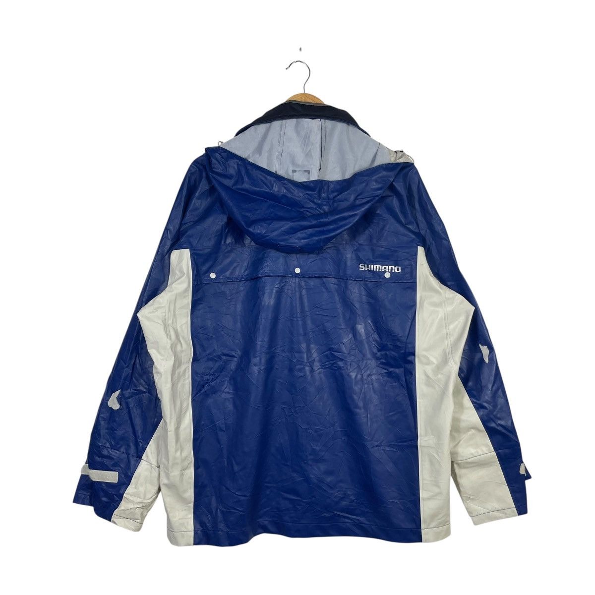 Vintage Shimano Waterproof Fishing Jacket Blue White Hooded Outdoor Size US XL / EU 56 / 4 - 4 Thumbnail