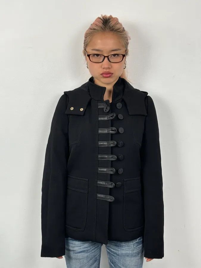 Gucci SS2007 Gucci Black Buttoned Hooded Wool Jacket by Frida Giannini Size M / US 6-8 / IT 42-44 - 2 Thumbnail