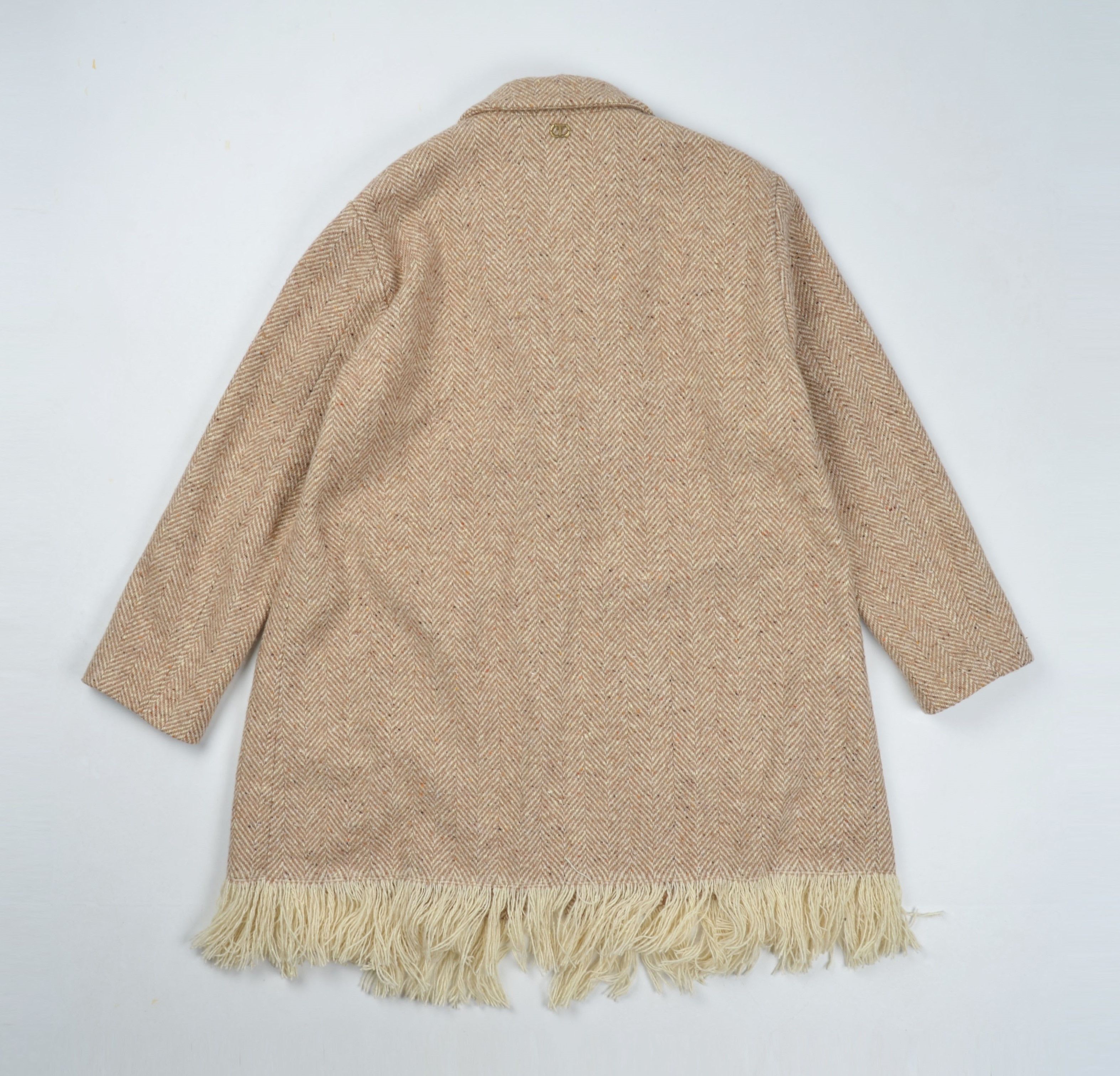 TWINSET Twinset Simona Barbieri Wool Blend Fringe Hem Oversized Coat Size L / US 10 / IT 46 - 13 Thumbnail