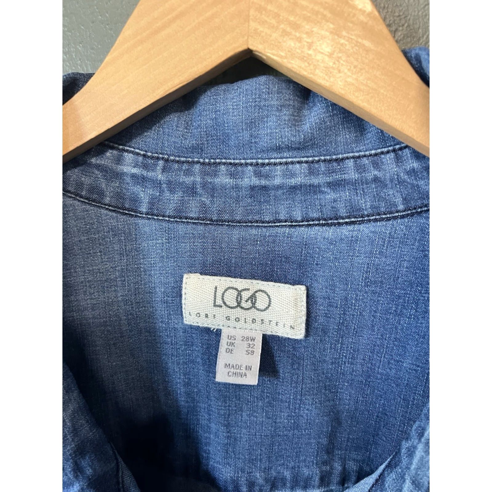 Vintage LOGO by Lori Goldstein Womens Denim Shirt Dress Long Sleeve 28W Blue Plus Size 28W Size 4XL / US 24-26 - 3 Thumbnail