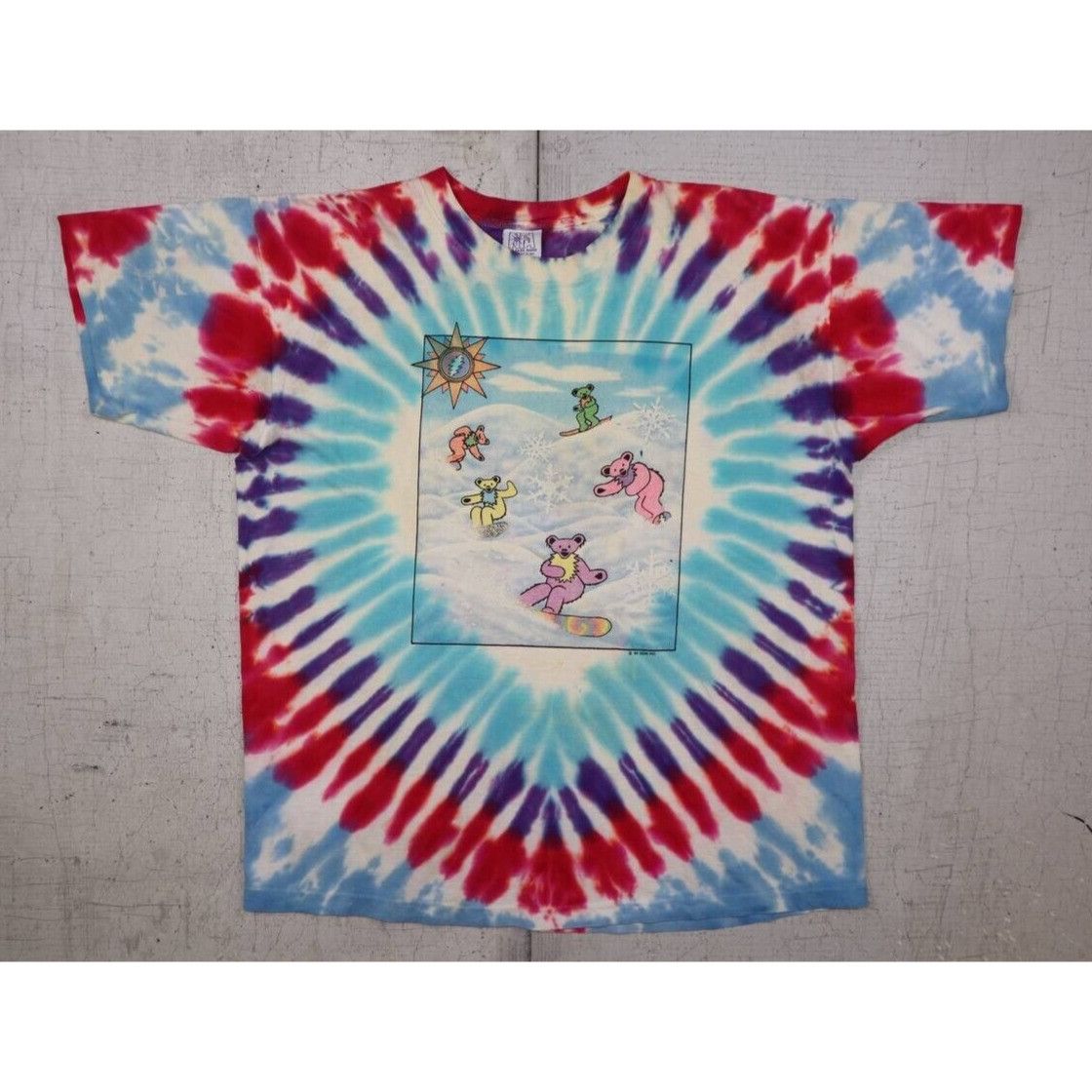 Vintage VTG 1990 Grateful Dead Tie-Dye T Shirt Snowboard Bears Vail Size US XL / EU 56 / 4 - 1 Thumbnail