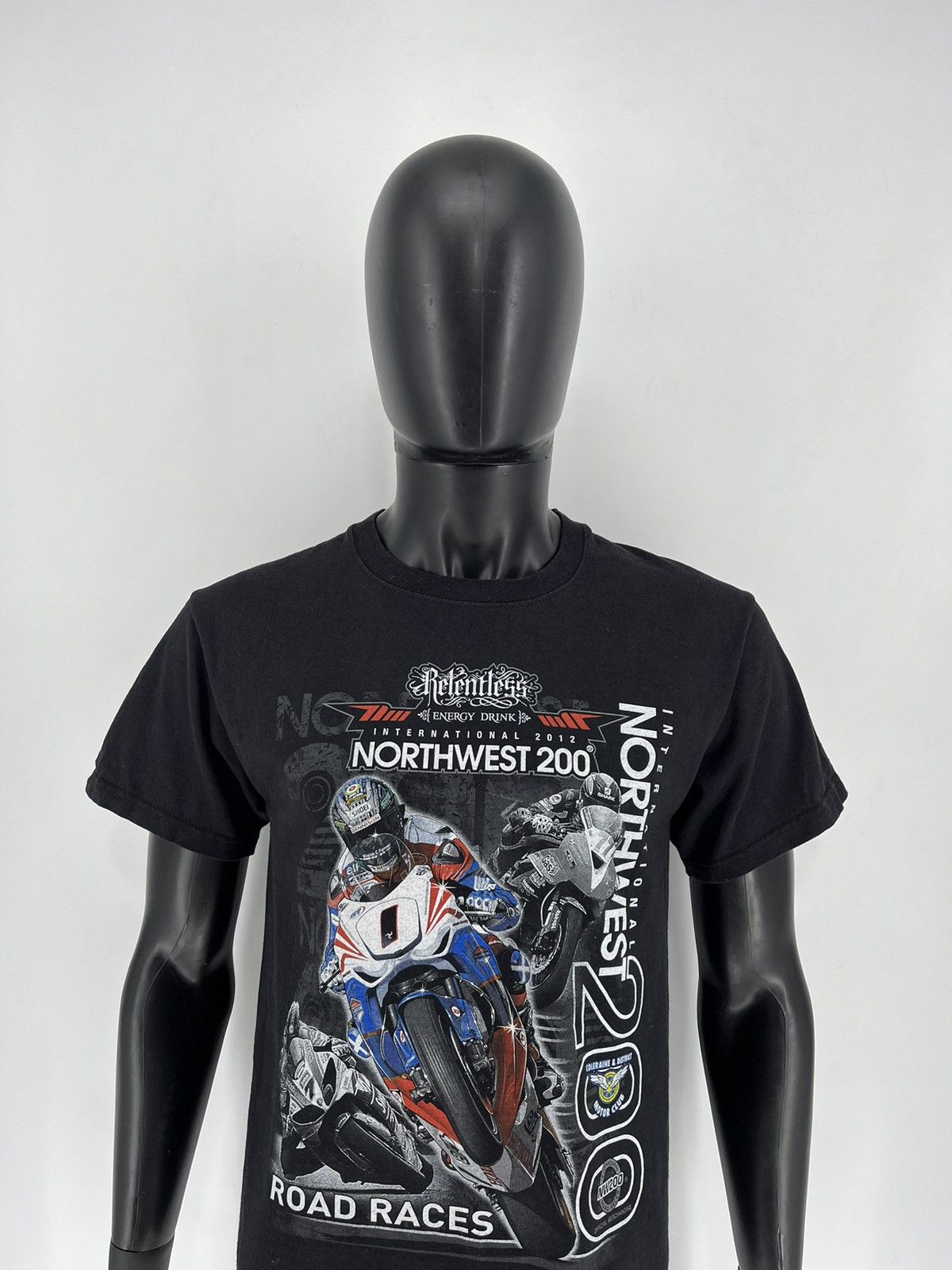 Vintage Vintage 2012 North West 200 Road Racer Honda Moto Black Tee Size US M / EU 48-50 / 2 - 1 Thumbnail
