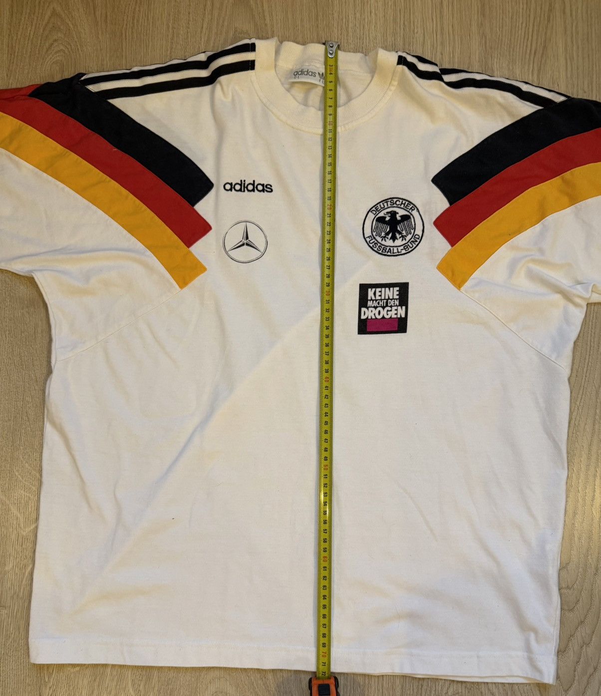 Adidas Germany 1992/1994 player issued Mercedes shirt Size US L / EU 52-54 / 3 - 7 Thumbnail