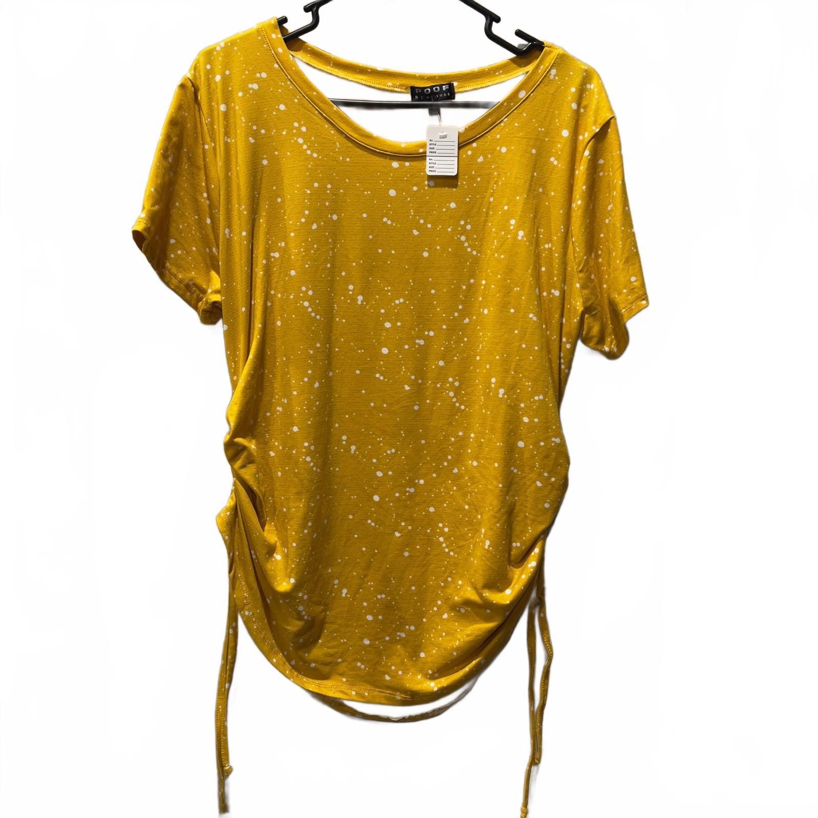 Pool House New York Poof New York Women's Yellow Short Sleeve Top with Side Ruch Size XXL / US 16-18 / IT 52-54 - 1 Thumbnail