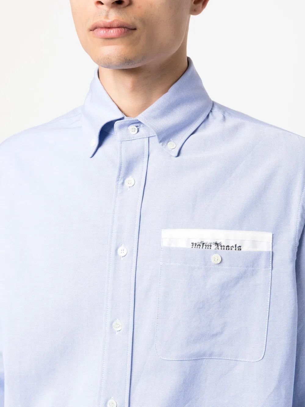 Palm Angels o1y0325 Logo Solid Color Shirt in Blue Size US M / EU 48-50 / 2 - 2 Thumbnail
