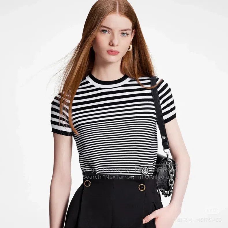 Louis Vuitton Louis Vuitton Black and white striped short sleeves Size L / US 10 / IT 46 - 7 Thumbnail