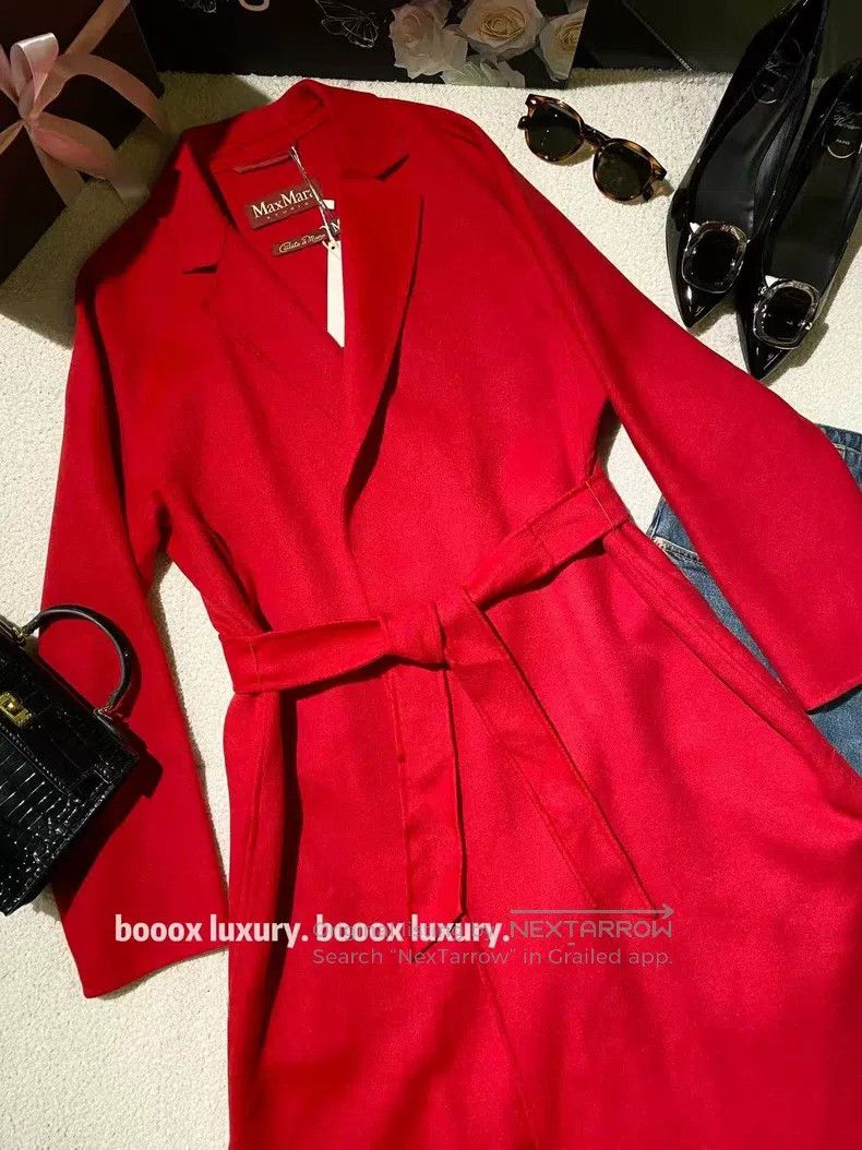 Max Mara Max Mara Wool red belt coat Size S / US 4 / IT 40 - 1 Thumbnail