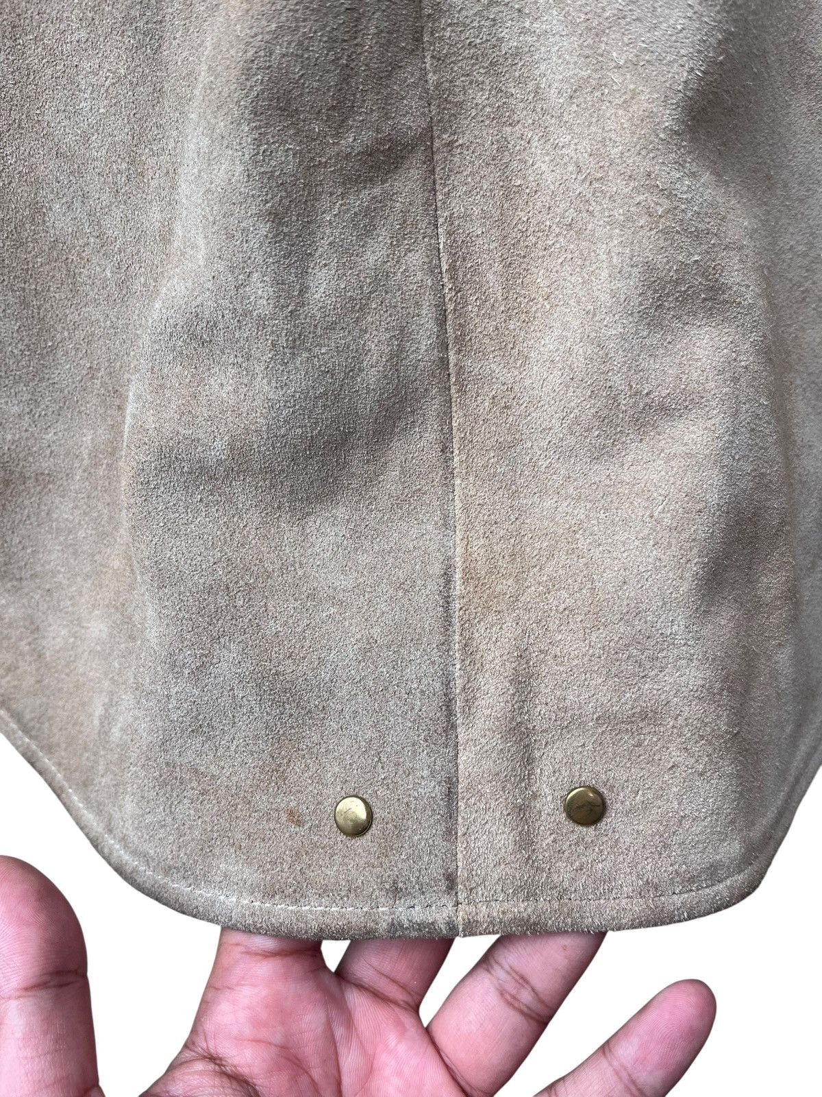 Genuine Leather Light brown suede Horn works leather shirt Size US M / EU 48-50 / 2 - 13 Thumbnail