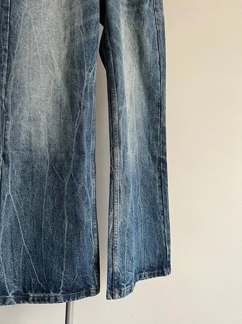 denim faded baggy gradient flared jeans