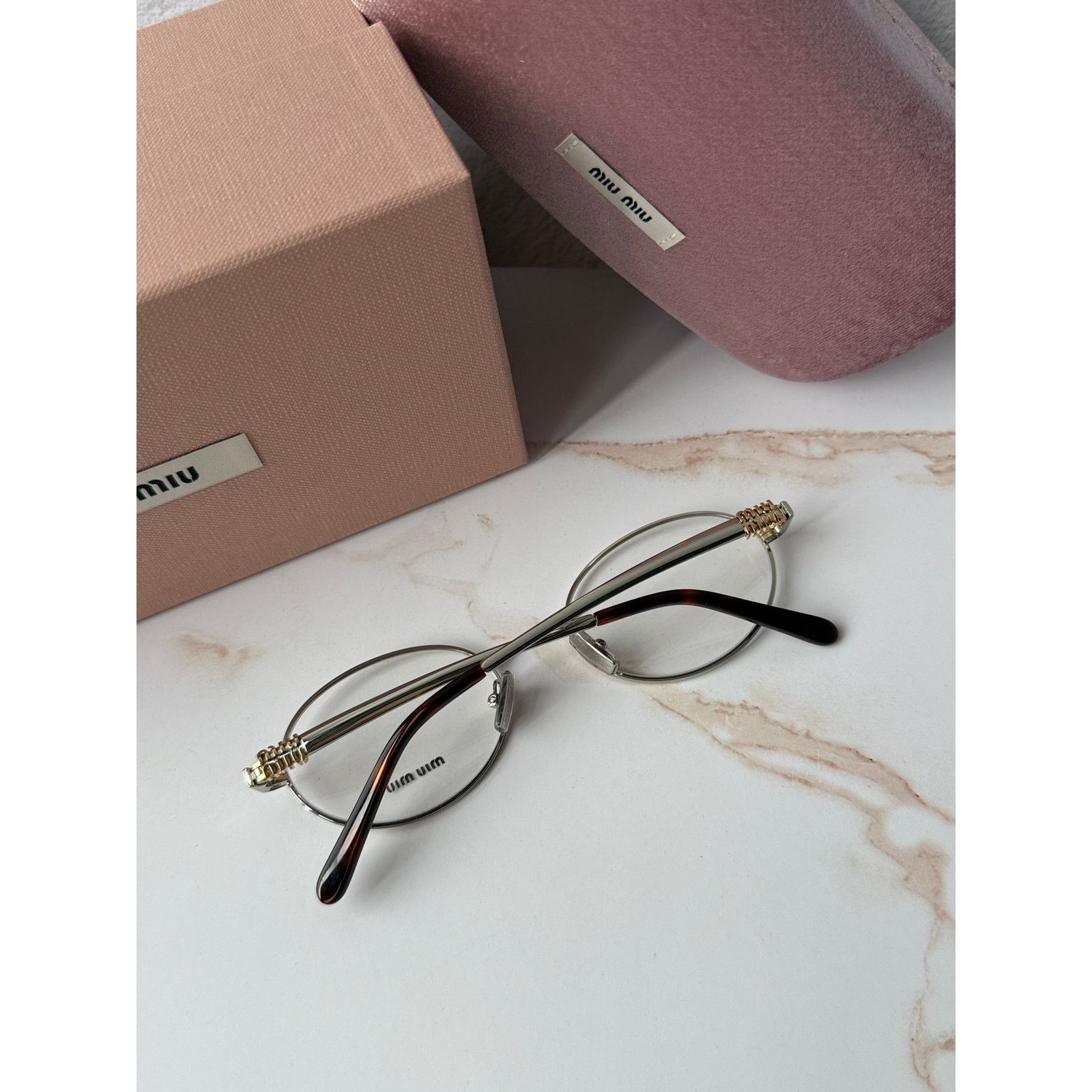 Miu Miu NEW Miu Miu M50ZV Silver Oval Metal Eyeglasses Frames Size ONE SIZE - 3 Thumbnail