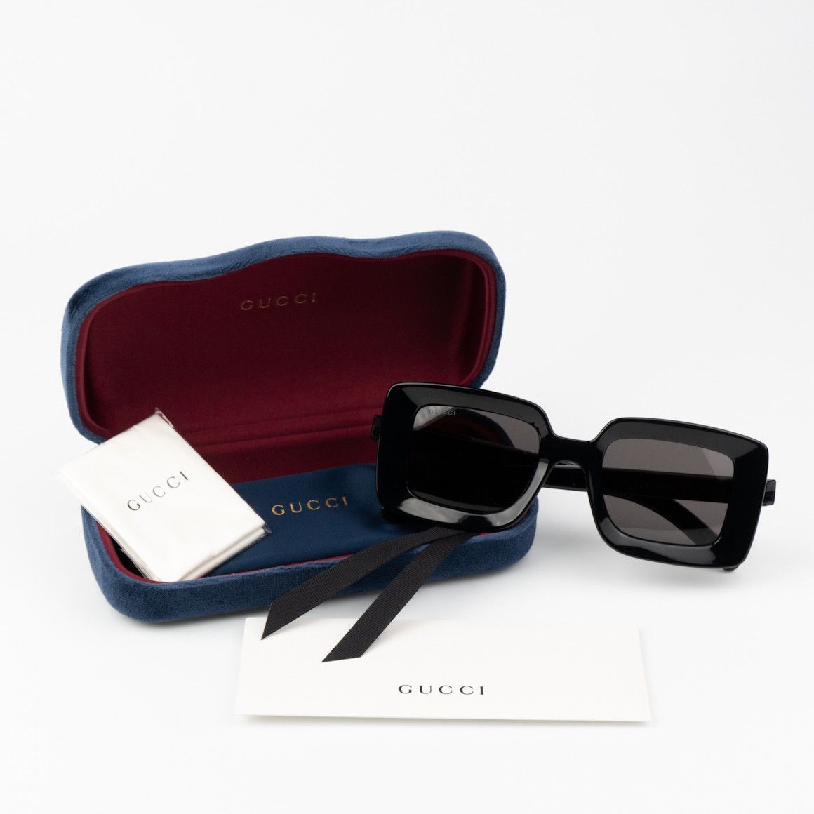 Gucci NEW Gucci GG1718S 001 Black Grey Women Square Sunglasses Size ONE SIZE - 9 Thumbnail