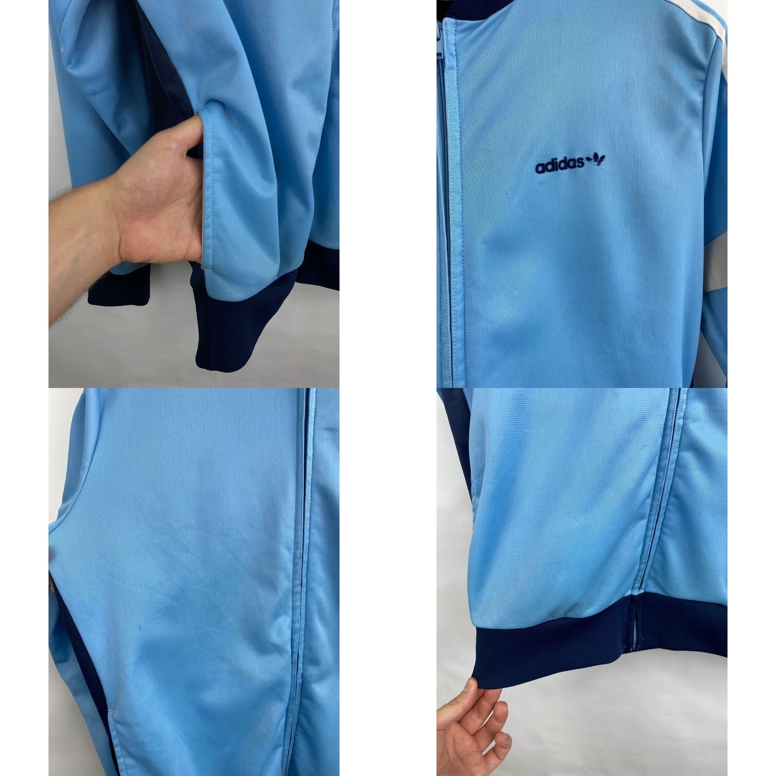 Adidas VINTAGE Adidas Retro Zip Hoodie 80s Olympic Style Rare Y2K Hoodie Mens L Blue Size US L / EU 52-54 / 3 - 8 Thumbnail