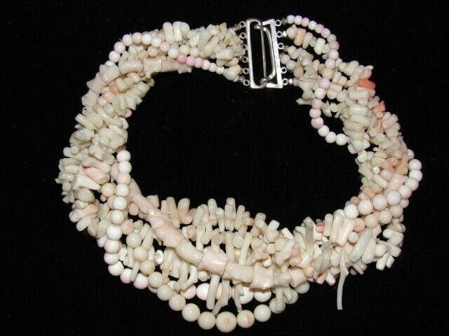 Designer Angel Skin Coral Strand Torsade Necklace with Sterling Clasp Size ONE SIZE - 2 Thumbnail