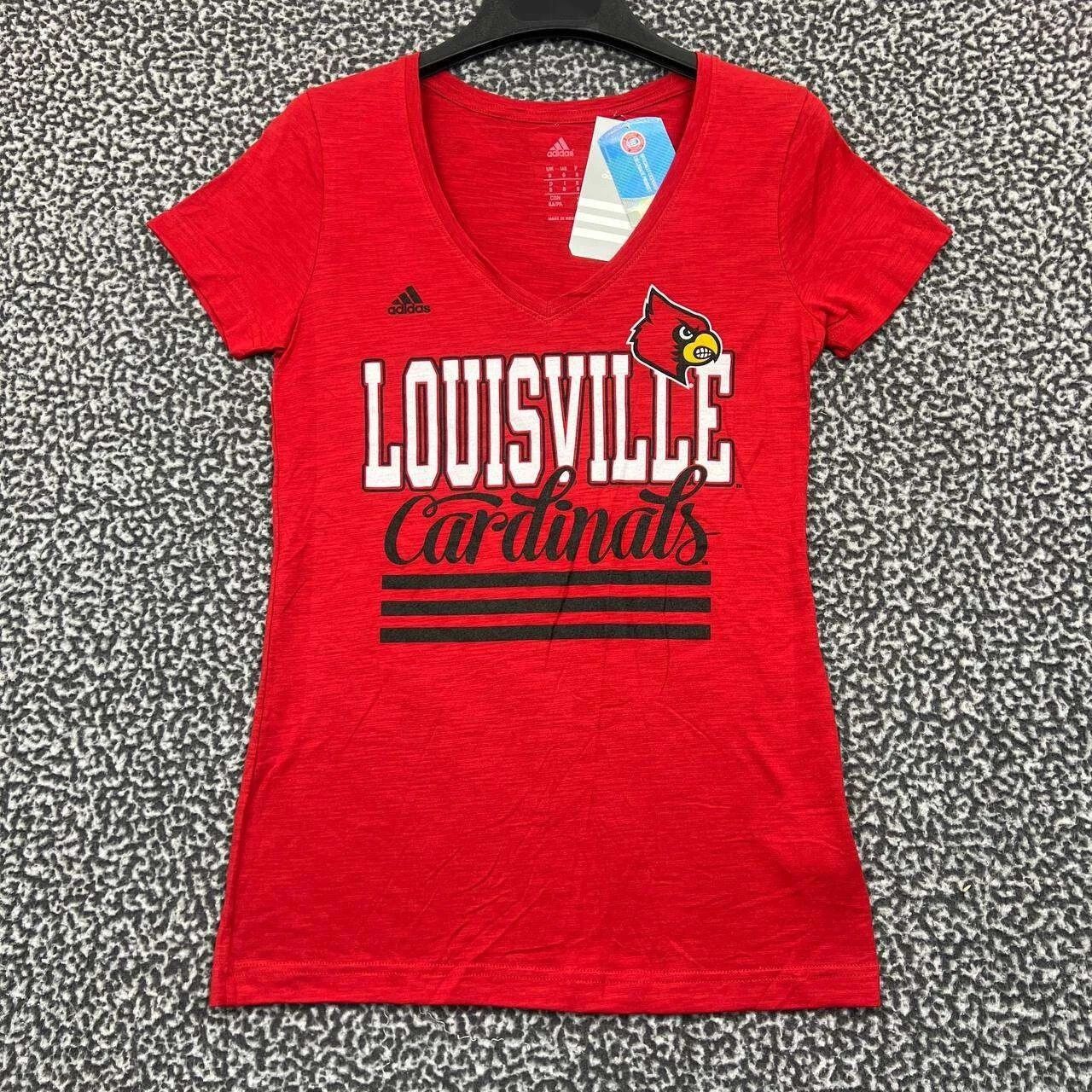 Adidas Louisville Cardinals Shirt Women Short Sleeve V-Neck New S Size S / US 4 / IT 40 - 1 Thumbnail
