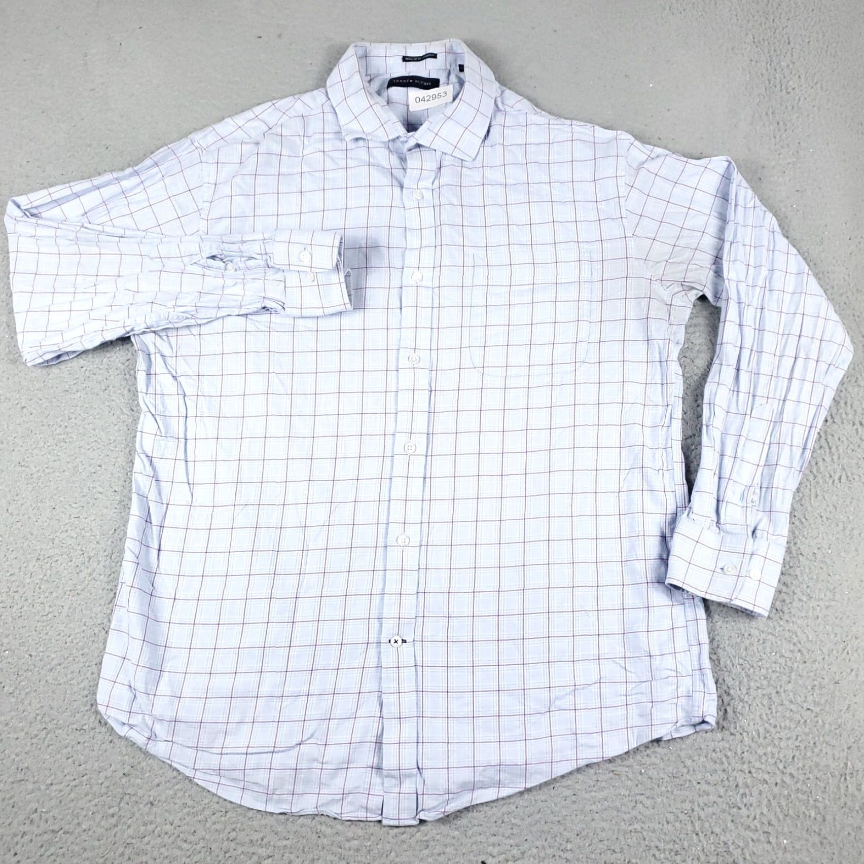 Tommy Hilfiger Tommy Hilfiger Blue Check Casual Button-Up Shirt Mens Large Long Sleeve Regular Fit Size US L / EU 52-54 / 3 - 2 Thumbnail