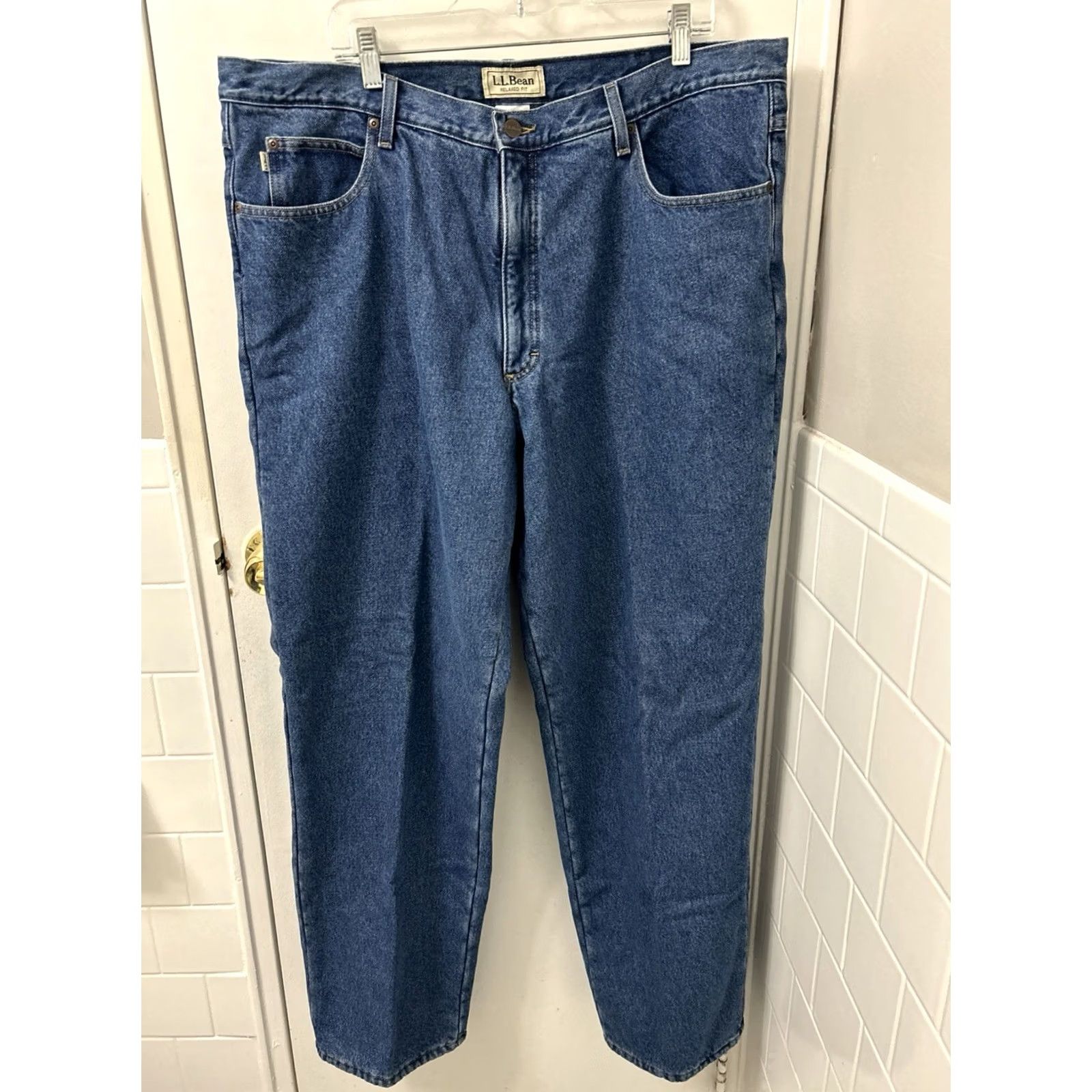 Doublet VINTAGE LL Bean Jeans Men 42x34 Blue Relaxed Fit Fleece Lined Denim 162344 Men’s Regular 34 Inseam Winter Size US 42 / EU 58 - 2 Thumbnail