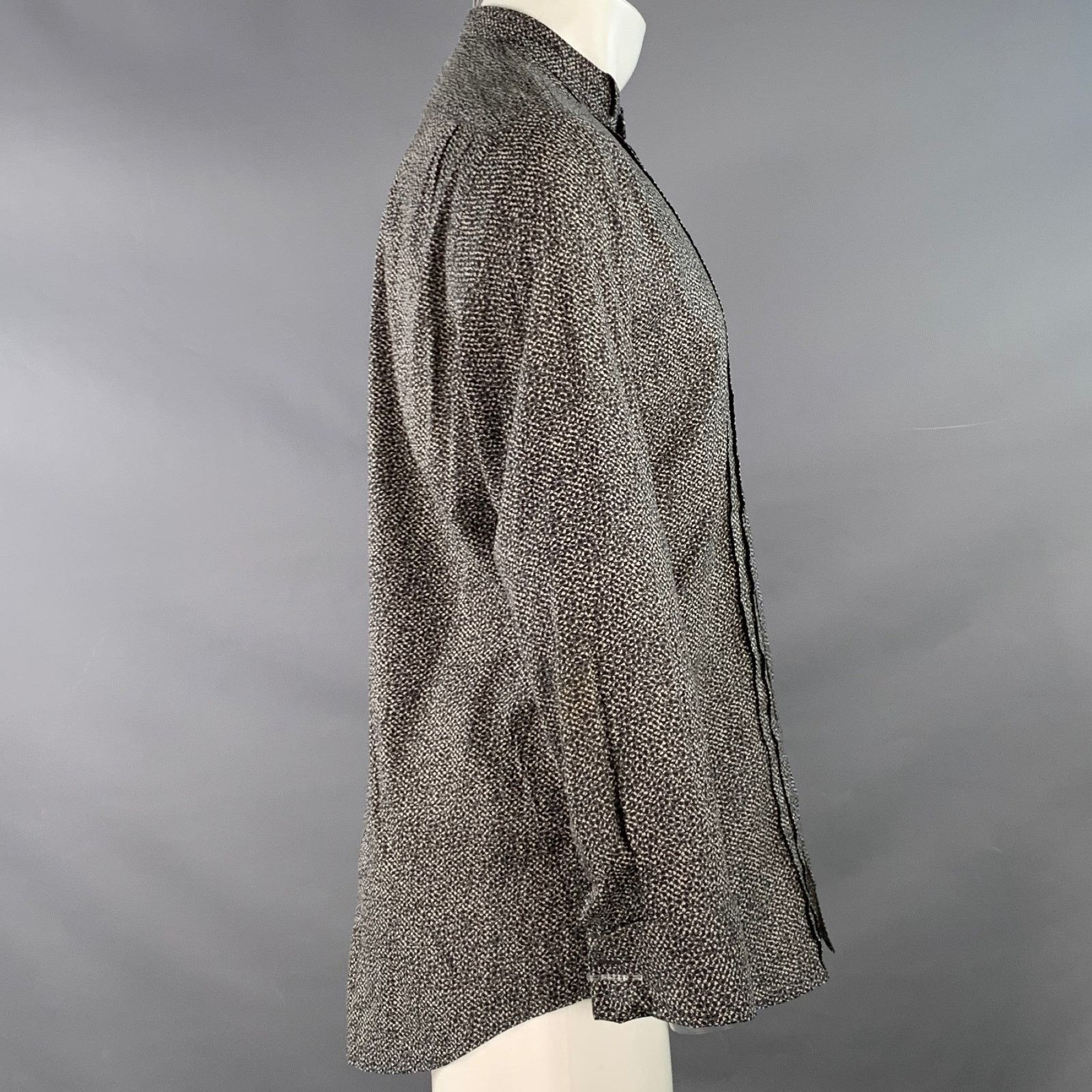 John Varvatos Black White Abstract Floral Pleated Tuxedo Long Sleeve Shirt Size US M / EU 48-50 / 2 - 3 Thumbnail