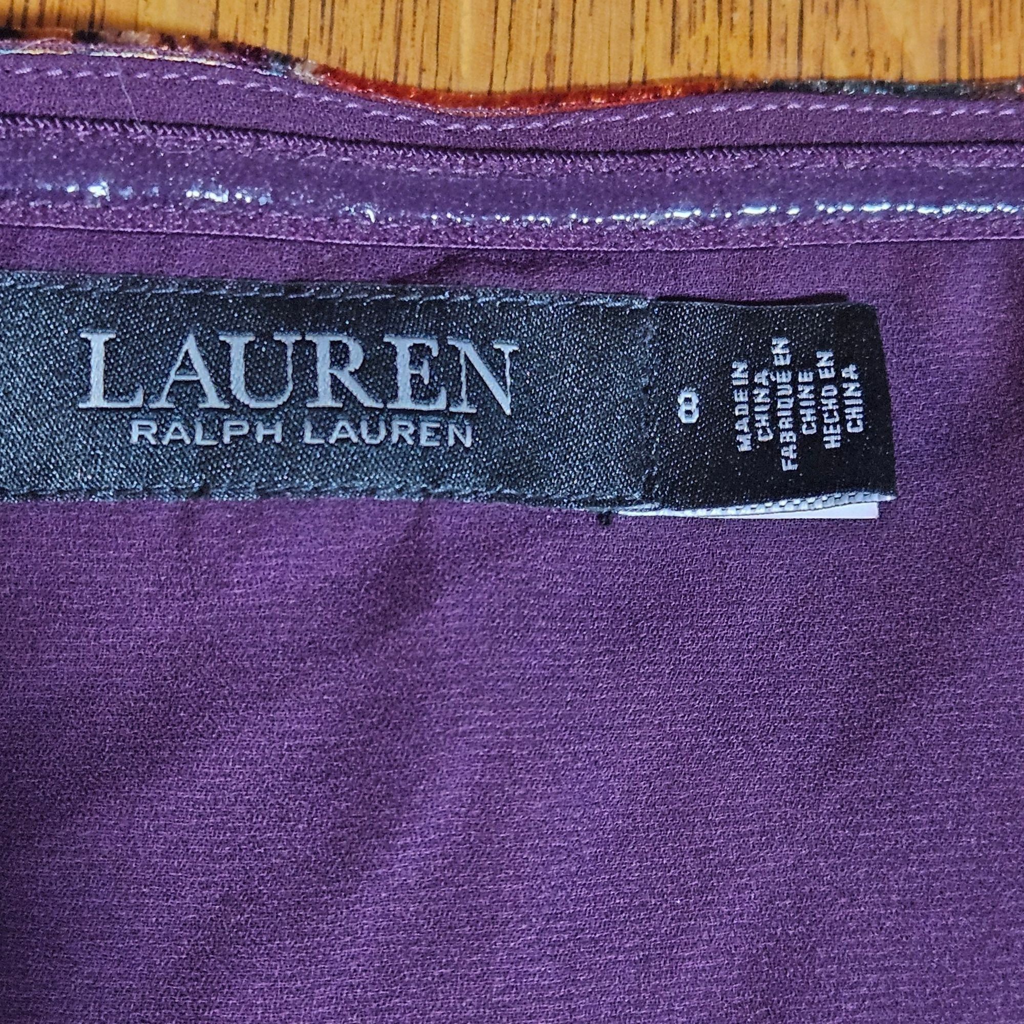 Lauren Ralph Lauren Lauren RL Women One-Shoulder Velvet Cocktail Dress Paisley 8 Size M / US 6-8 / IT 42-44 - 4 Thumbnail