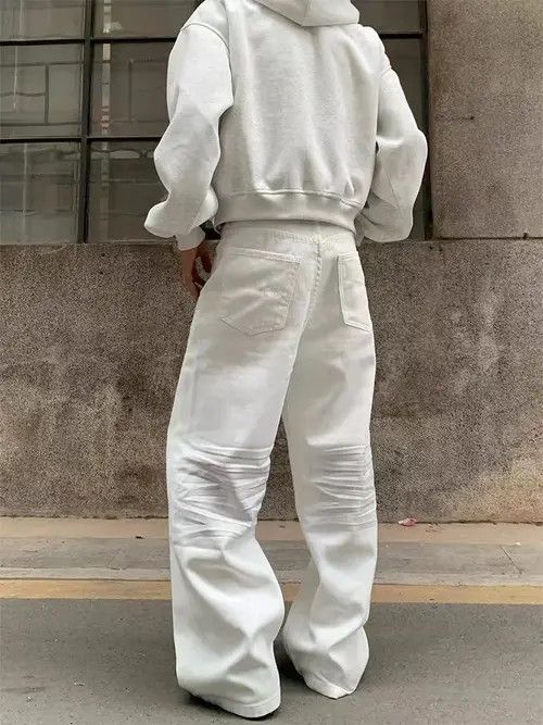 Designer × Jean × Vintage High street frayed baggy wide leg jeans Size US 34 / EU 50 - 2 Thumbnail