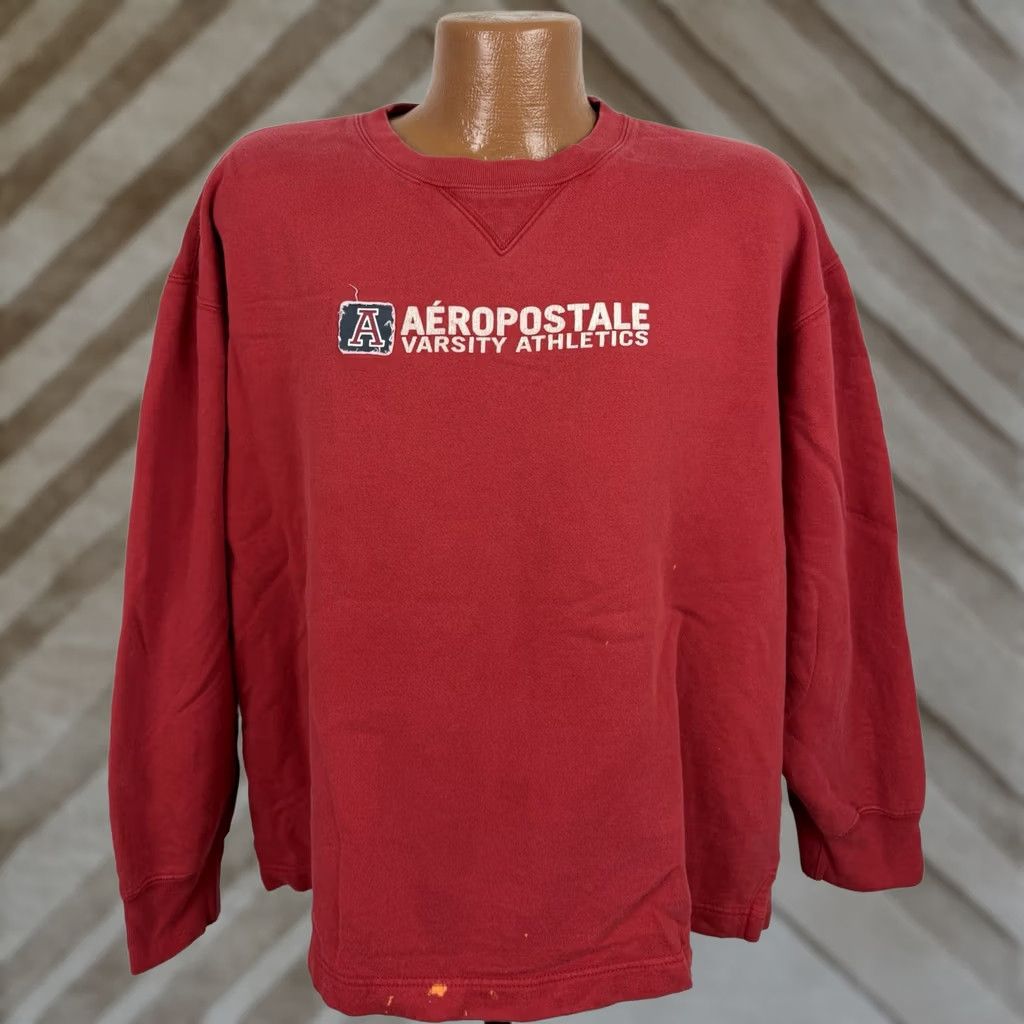 Aeropostale VINTAGE Aeropostale Sweatshirt Mens XL Red 90s Logo Applique Boxy Fit Distressed Sweatshirt Regular Men XL Red 90s Grunge Retro Skater Size US XL / EU 56 / 4 - 1 Thumbnail