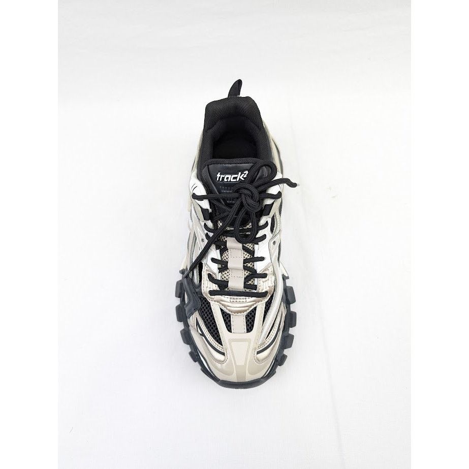 Balenciaga o1rshd1 Rubber Track.2 Open Low-Top Sneakers in Beige/Black Size US 7 / EU 40 - 7 Thumbnail