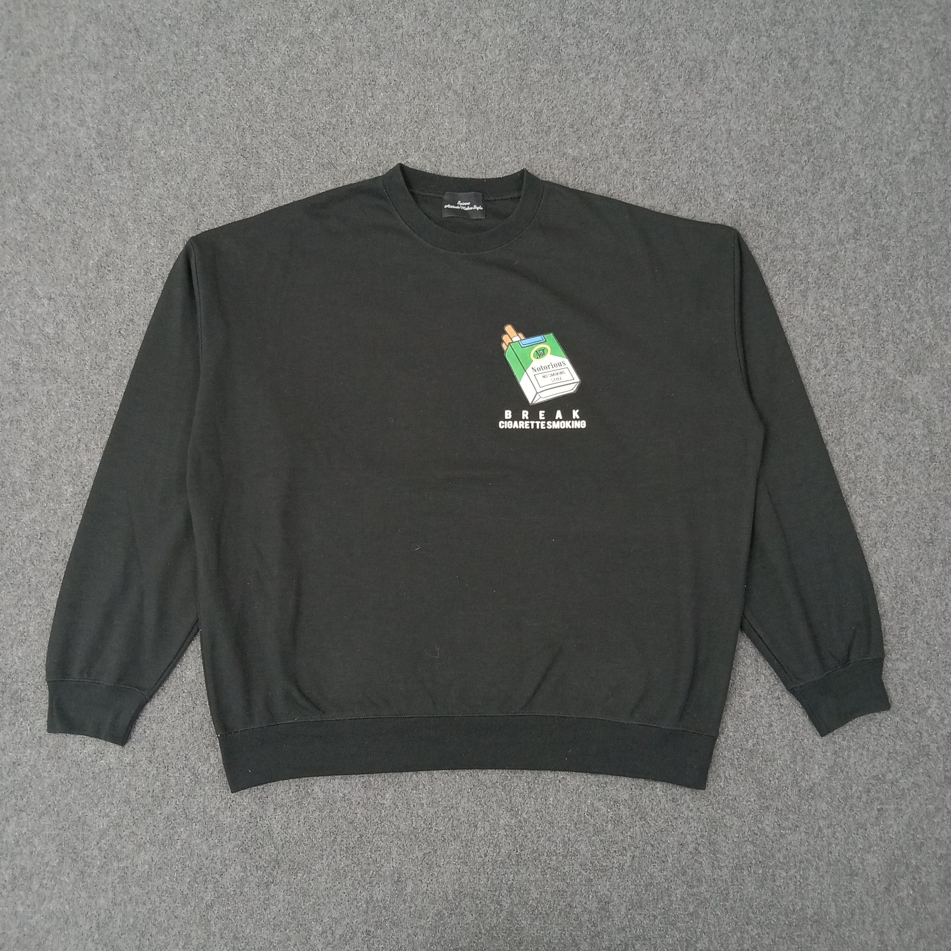 Japanese Brand Notorious Break Cigarette Smoking Art Sweatshirt C257N15 Size US XXL / EU 58 / 5 - 4 Thumbnail